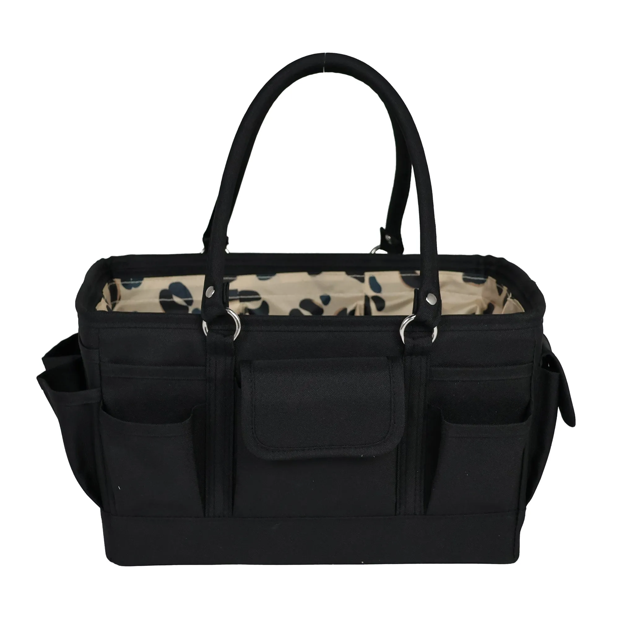 Everything Mary Deluxe Store and Tote - Craft Organizer and Storage Bag with 13 Pockets - Collapsible and Portable Art Supply Caddy for Sewing, Scrapbooking, Painting - Simple Cheetah