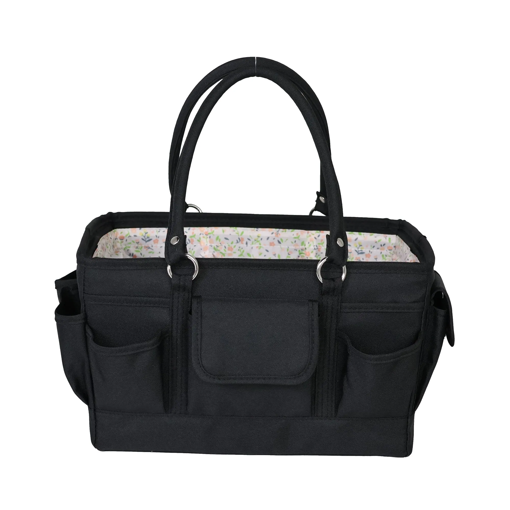 Everything Mary Deluxe Store and Tote - Craft Organizer and Storage Bag with 13 Pockets - Collapsible and Portable Art Supply Caddy for Sewing, Scrapbooking, Painting - Small Pastel Floral