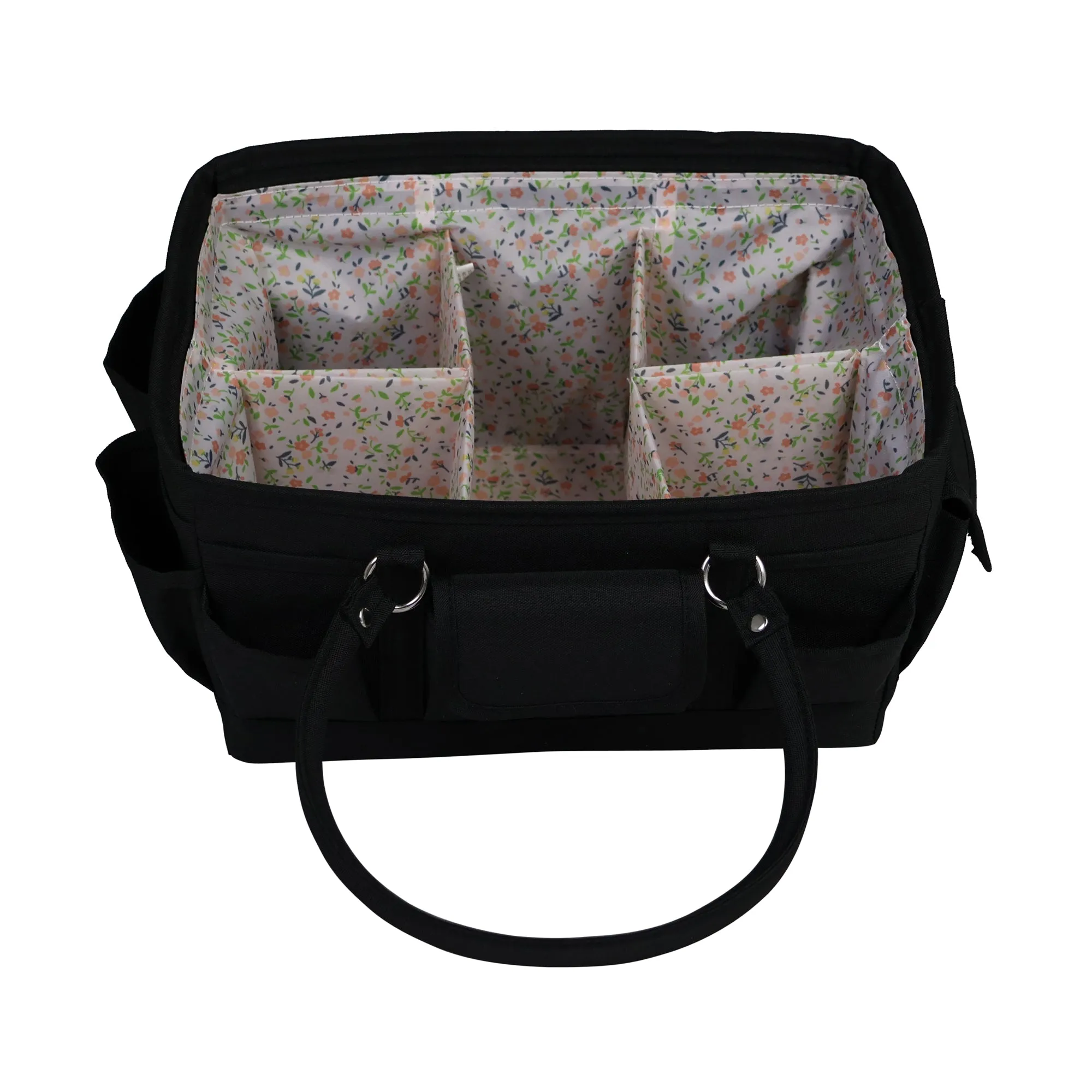 Everything Mary Deluxe Store and Tote - Craft Organizer and Storage Bag with 13 Pockets - Collapsible and Portable Art Supply Caddy for Sewing, Scrapbooking, Painting - Small Pastel Floral