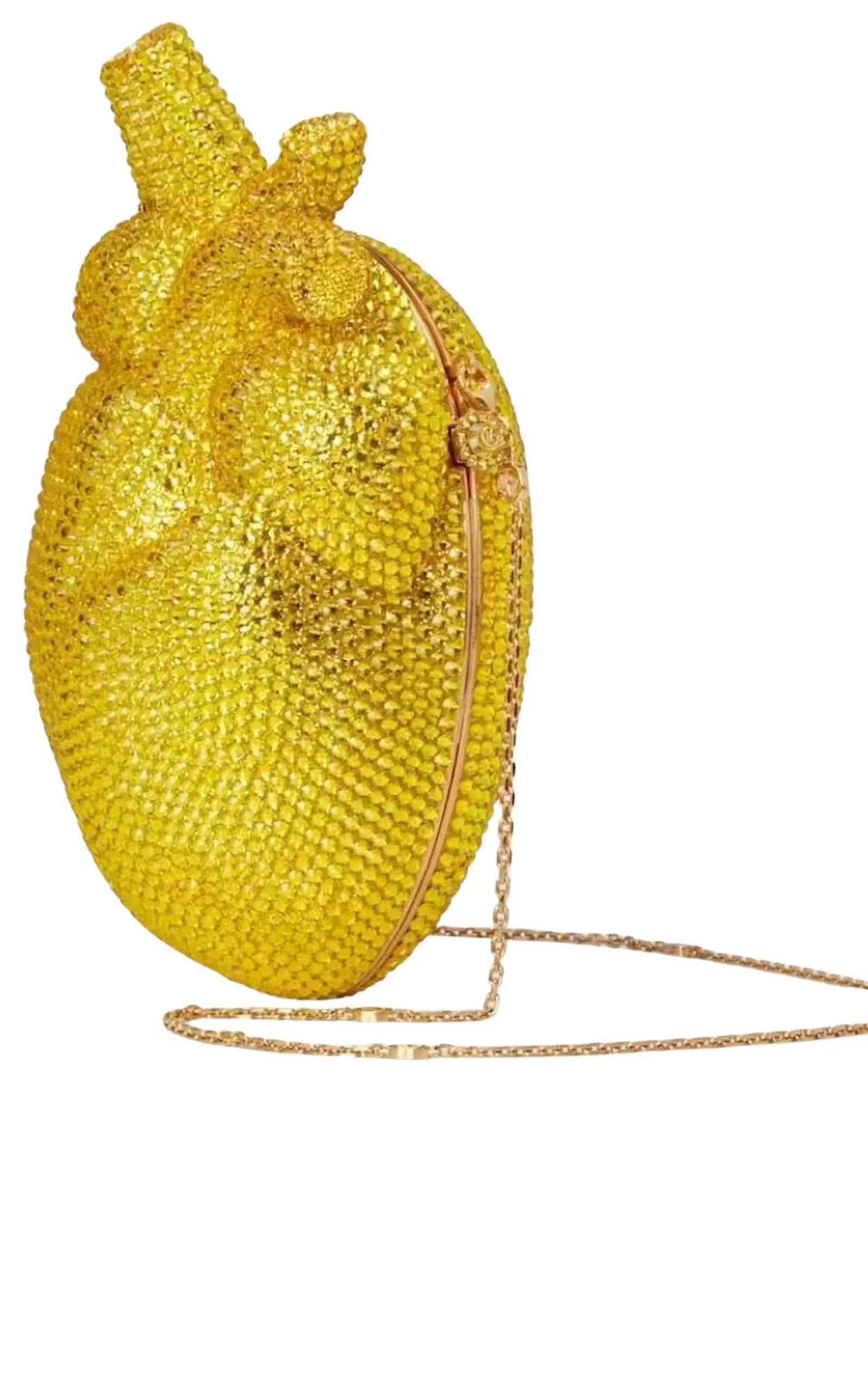 Gold Broadway Heart Crystal-Embellished Clutch Bag
