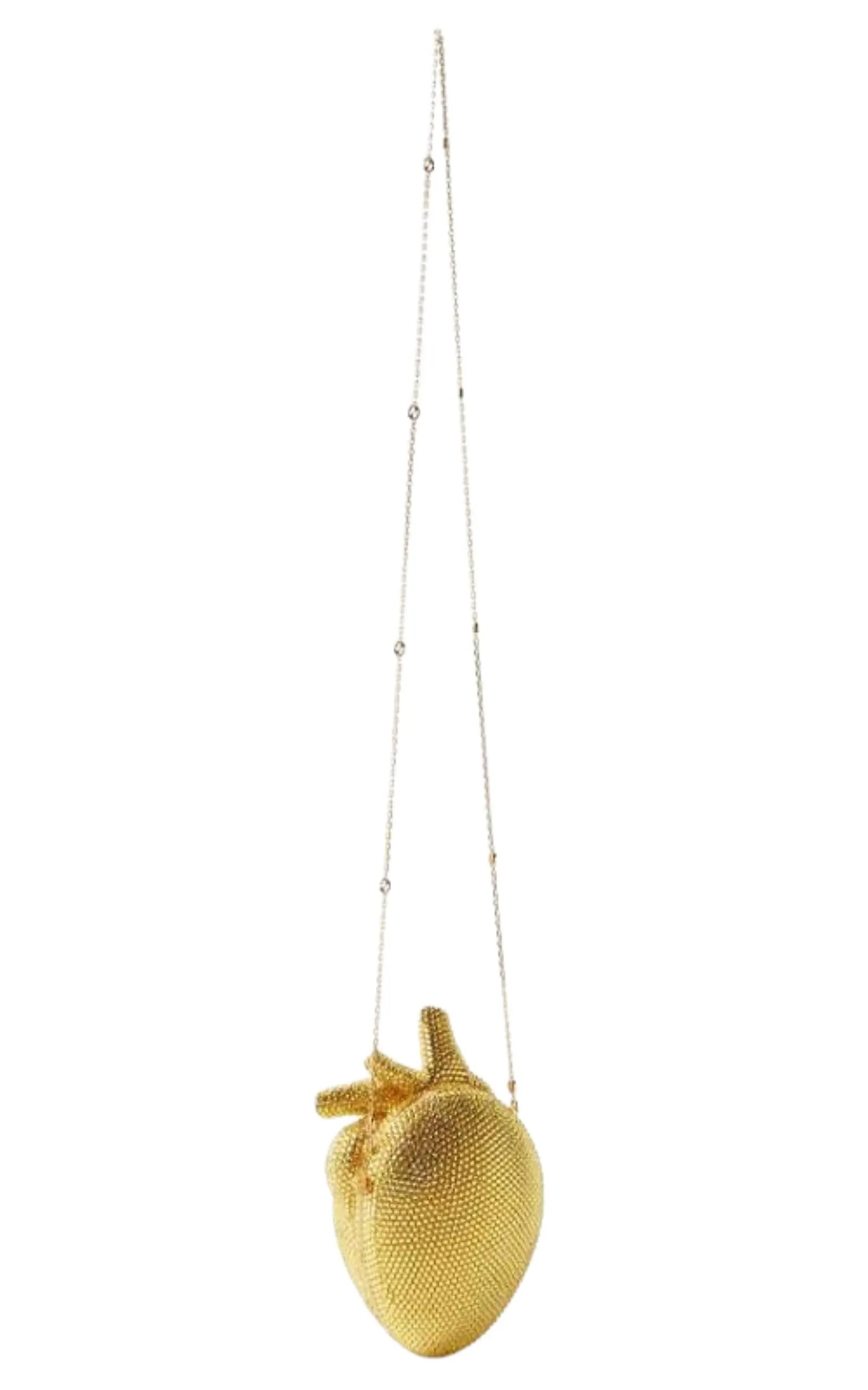 Gold Broadway Heart Crystal-Embellished Clutch Bag