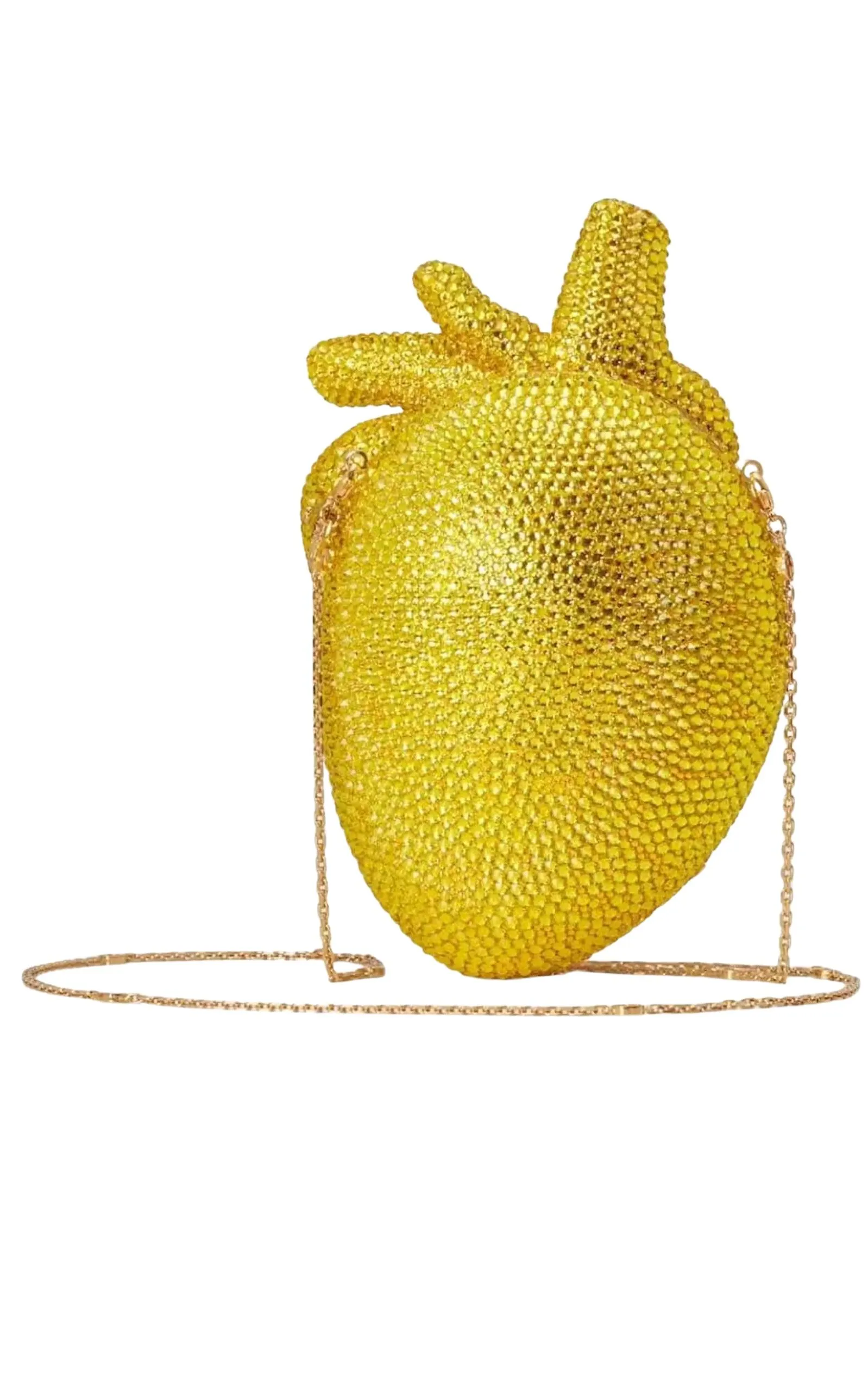 Gold Broadway Heart Crystal-Embellished Clutch Bag