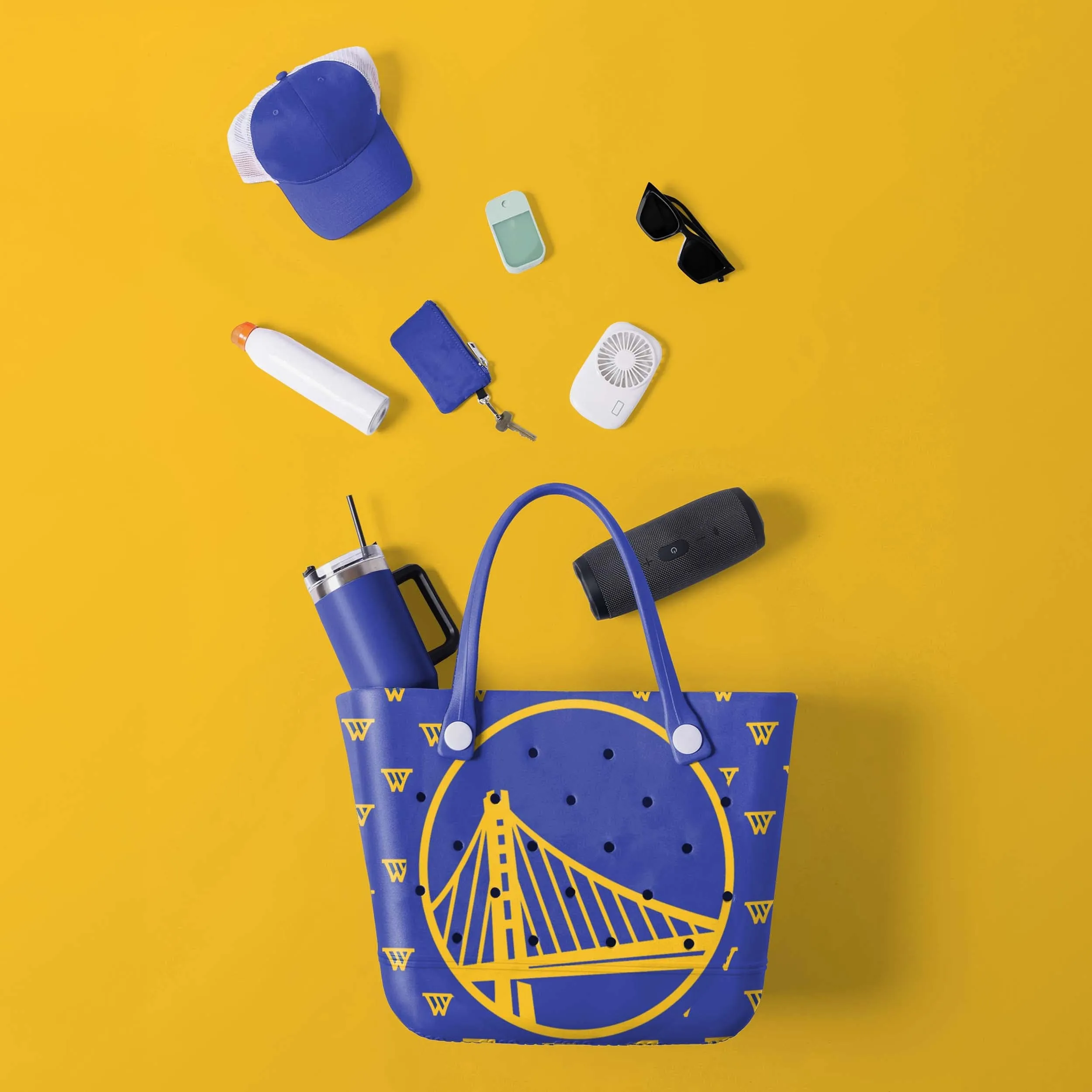 Golden State Warriors NBA Big Logo Mini Print Tailgate Tote Bag (PREORDER - SHIPS LATE JANUARY)