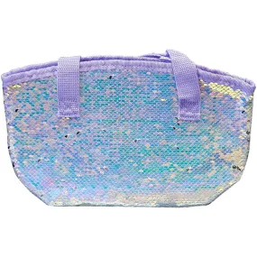 Insulated Mini Lunch Tote with 2 Way Sequin Iridescent Lilac