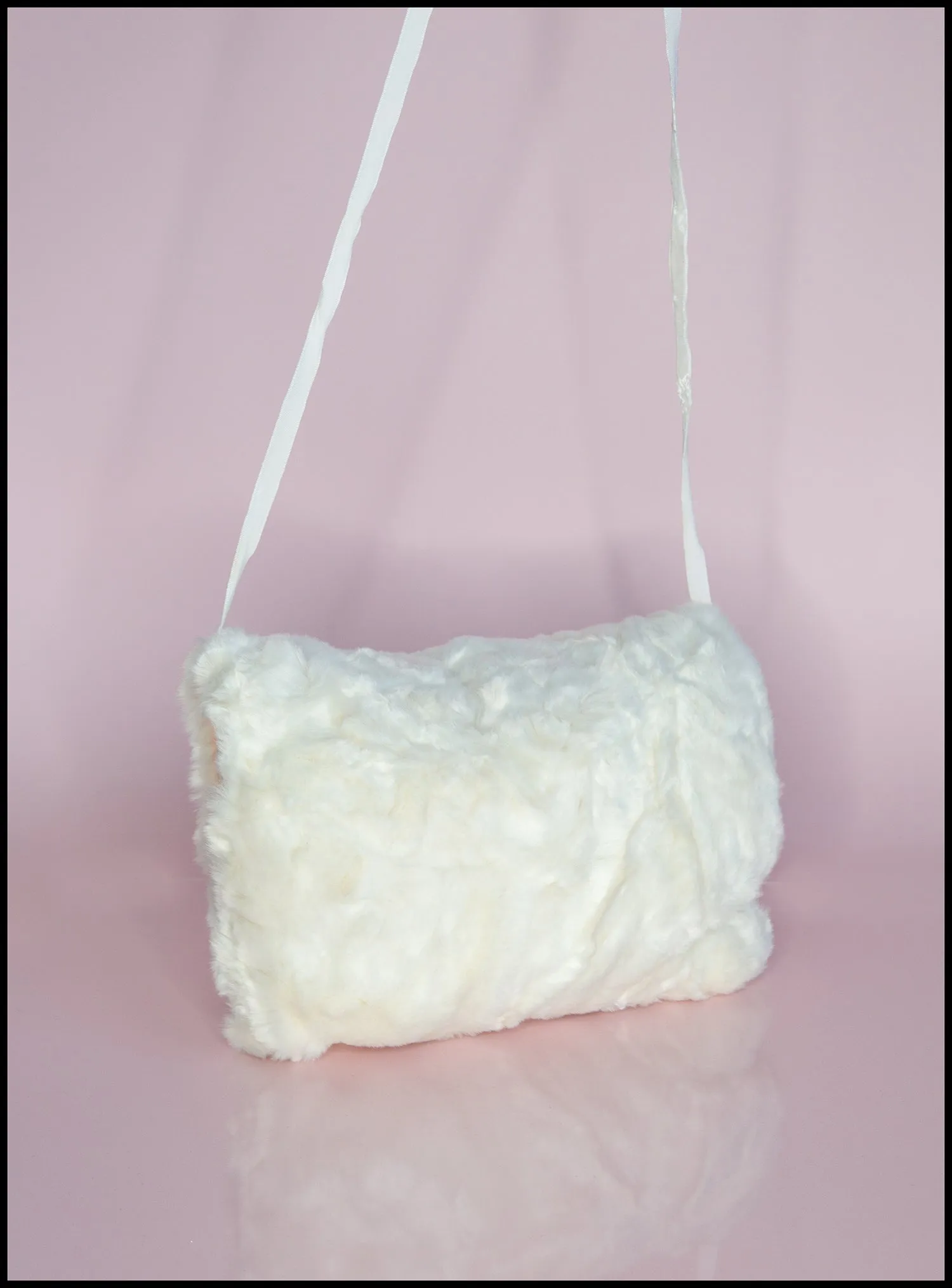 Ivory Faux Fur Muff Hand warmer Bag