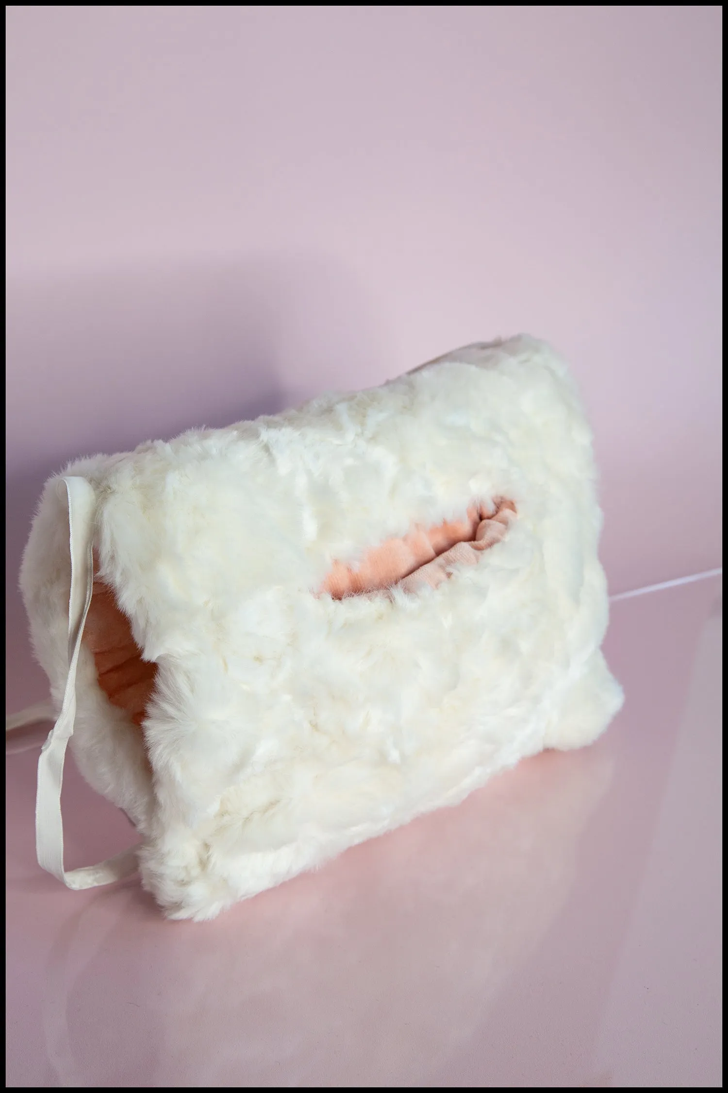 Ivory Faux Fur Muff Hand warmer Bag