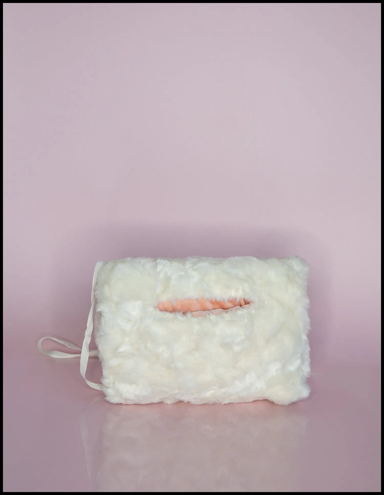 Ivory Faux Fur Muff Hand warmer Bag