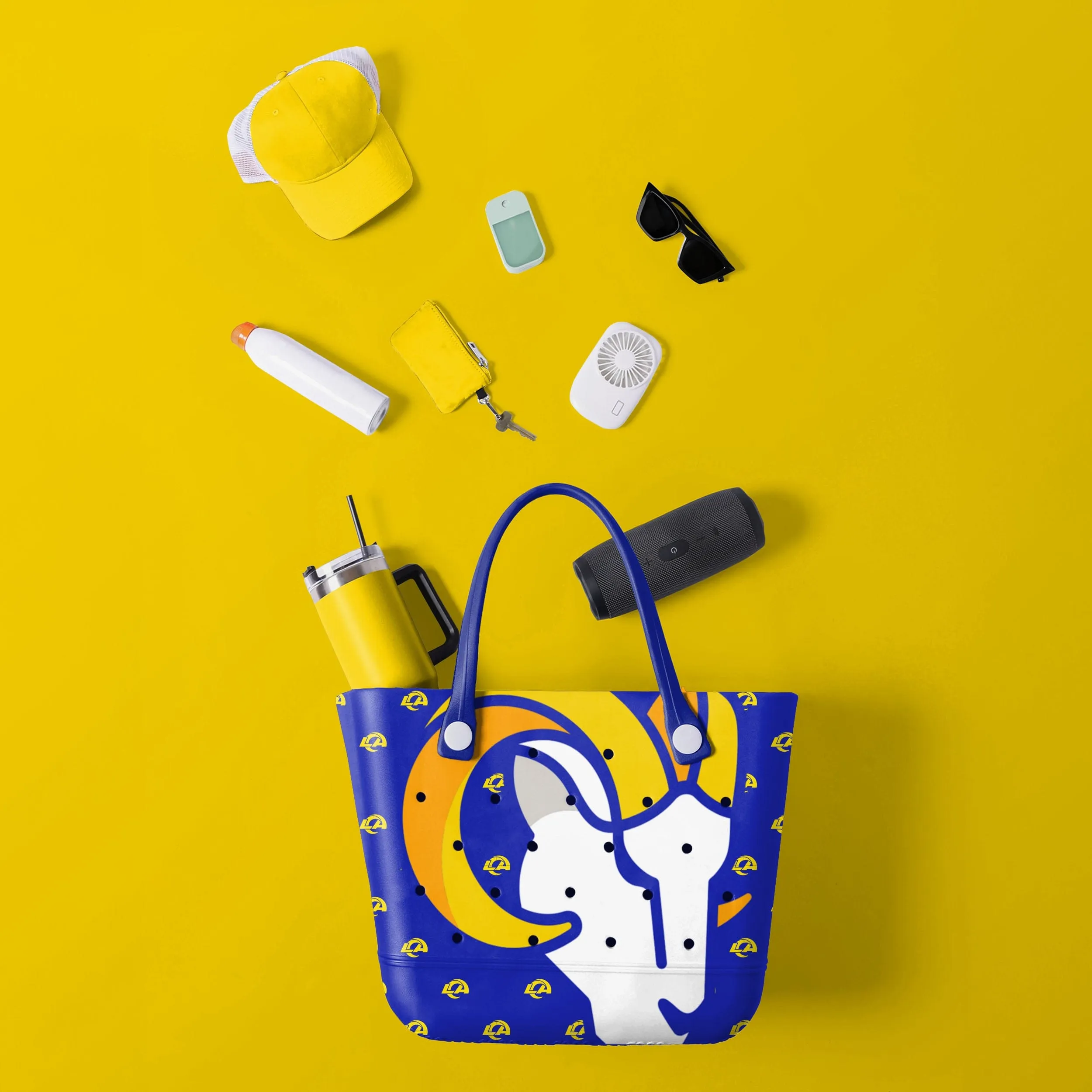 Los Angeles Rams NFL Big Logo Mini Print Tailgate Tote Bag