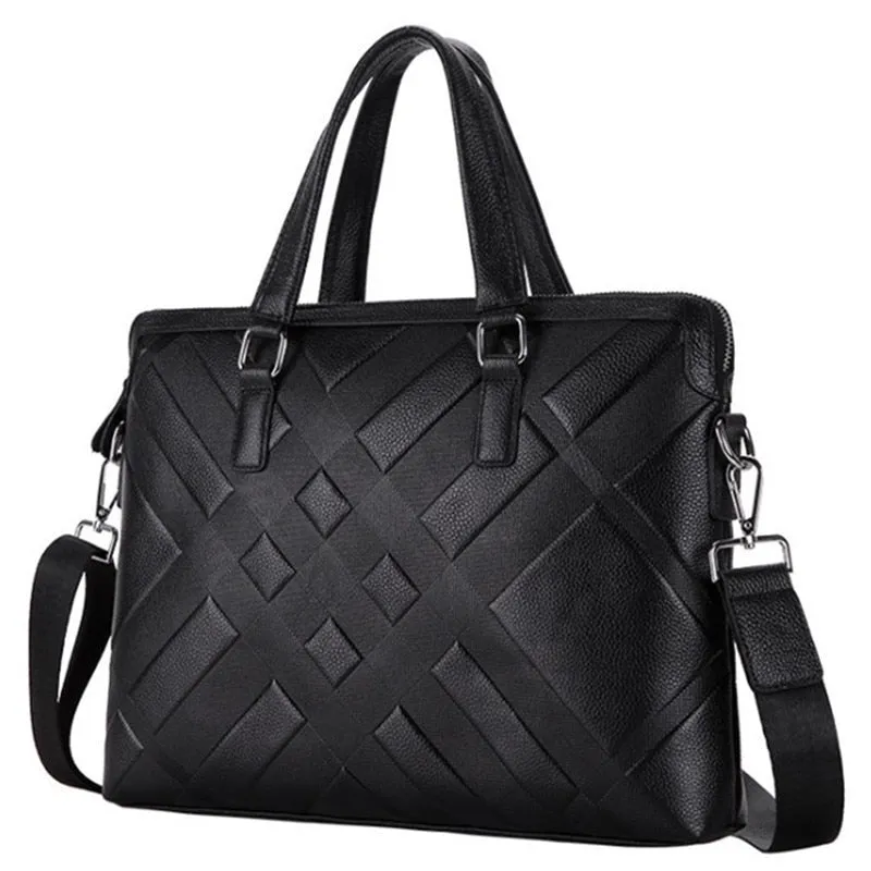 Men's Genuine Leather Briefcase Satchel Bags For Men Business Fashion Soft Cowhide Shoulder Laptop Bag Bolsa Masculina Cartable