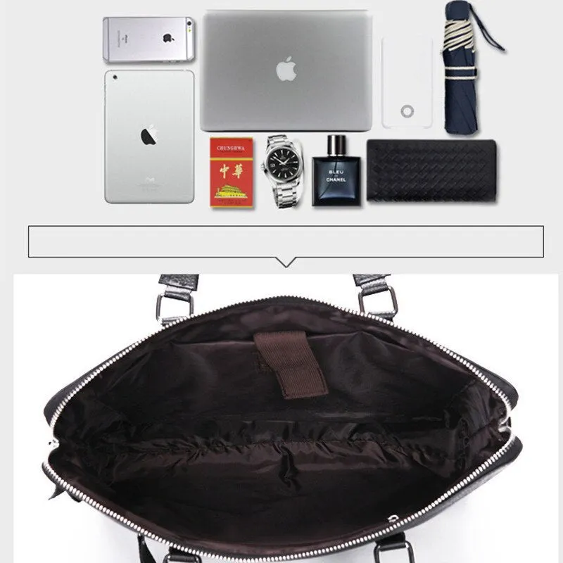 Men's Genuine Leather Briefcase Satchel Bags For Men Business Fashion Soft Cowhide Shoulder Laptop Bag Bolsa Masculina Cartable