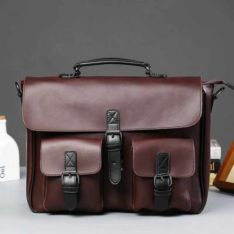 Men's Leather Business Briefcase Bag