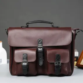 Men's Leather Business Briefcase Bag