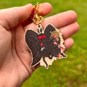 Merry Mothman Wooden Keychain