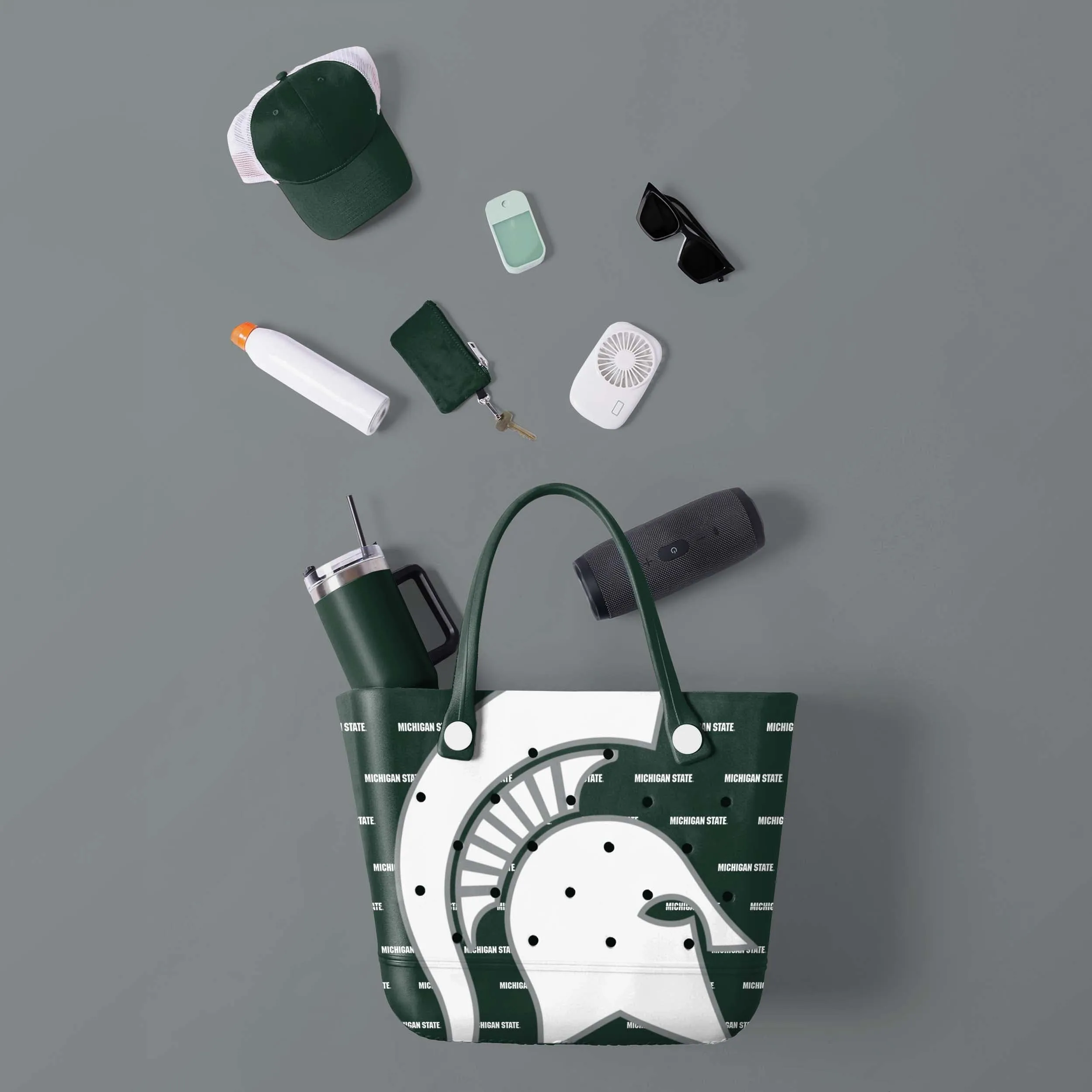 Michigan State Spartans NCAA Big Logo Mini Print Tailgate Tote Bag (PREORDER - SHIPS LATE JANUARY)