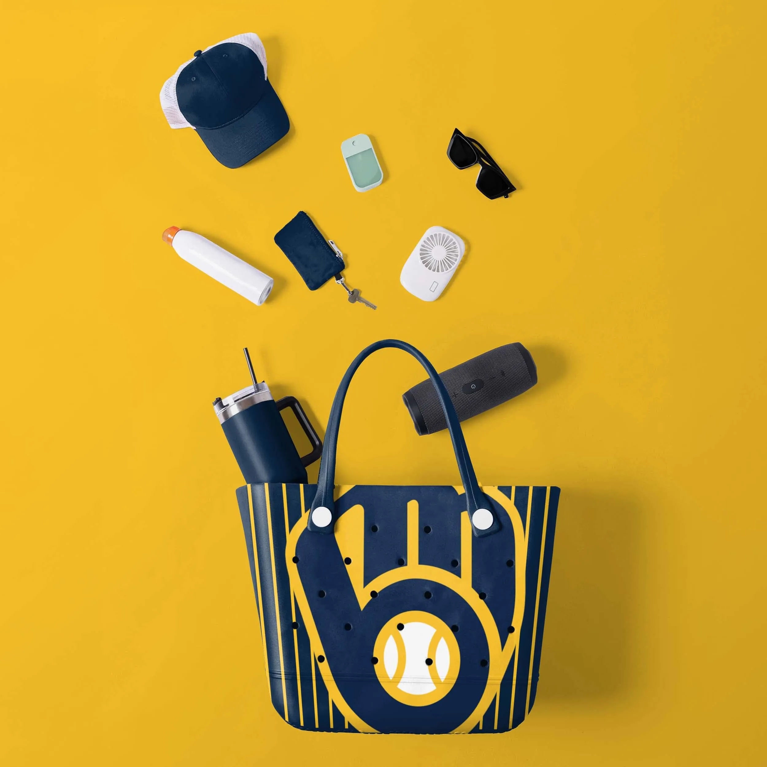 Milwaukee Brewers MLB Pinstripe Tailgate Tote Bag (PREORDER - SHIPS MID MARCH)