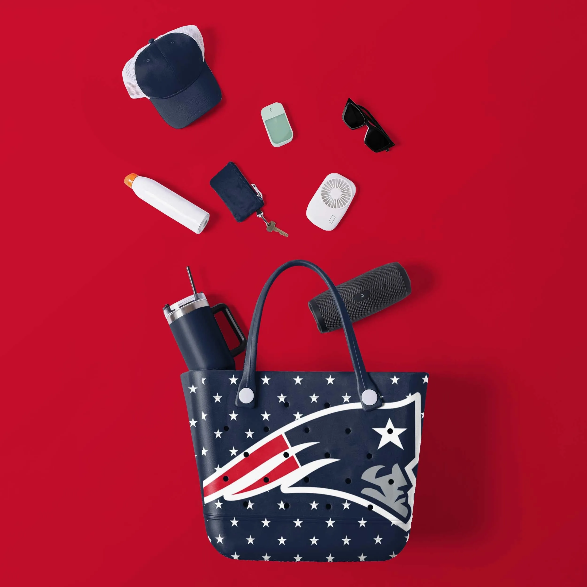 New England Patriots NFL Big Logo Mini Print Tailgate Tote Bag
