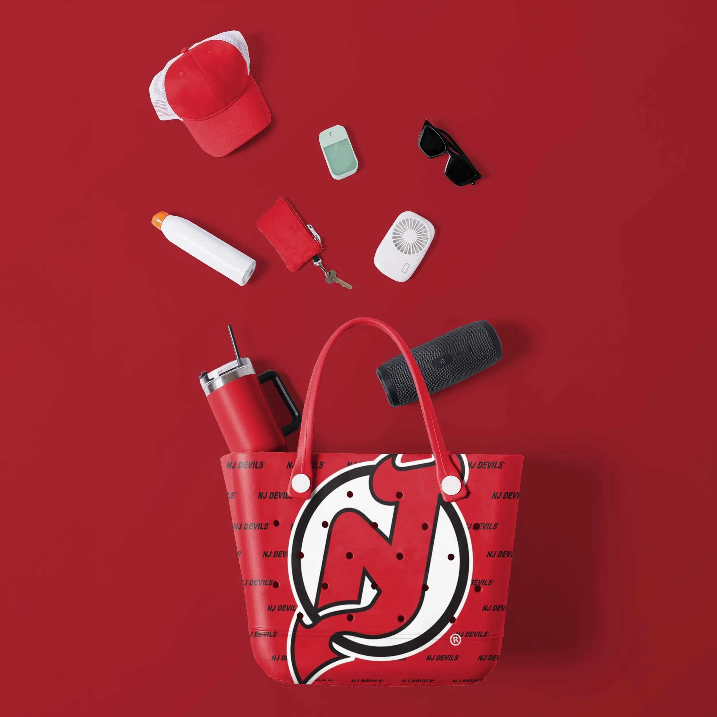 New Jersey Devils NHL Big Logo Mini Print Tailgate Tote Bag (PREORDER - SHIPS LATE JANUARY)