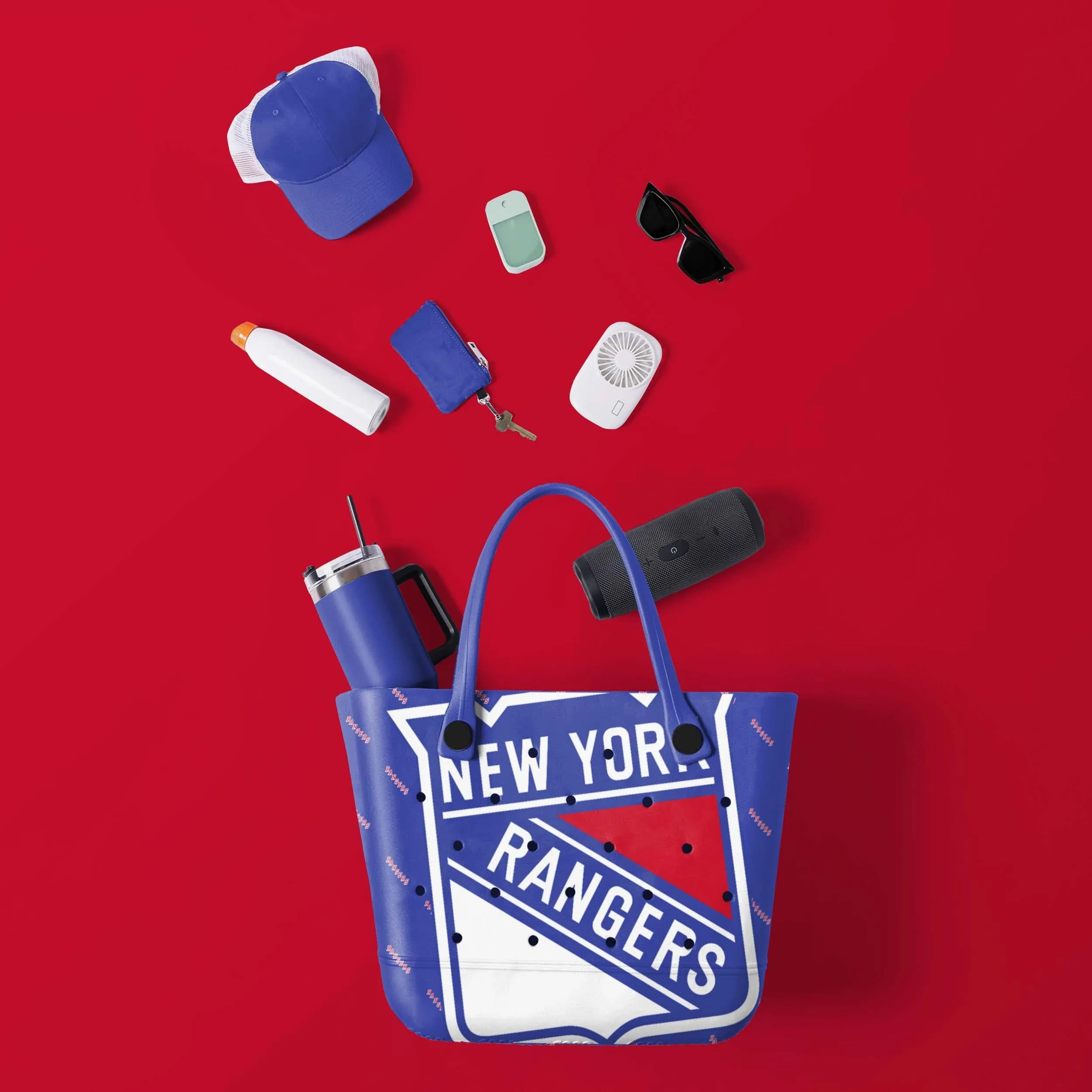 New York Rangers NHL Big Logo Mini Print Tailgate Tote Bag (PREORDER - SHIPS LATE JANUARY)