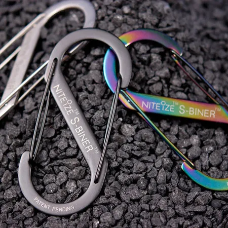 Nite Ize SB1-2PK-01 S-Biner Stainless Steel Dual Carabiner, #1, Black, 2-Pack