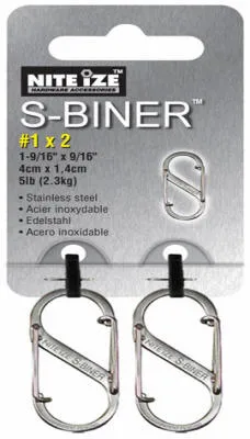 Nite Ize SB1-2PK-11 S-Biner Double-Gated Carabiner #1, Stainless Steel, 2-Pack