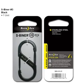 Nite Ize SB3-03-01 S-Biner Black Stainless Steel Dual-Gate Carabiner #3, 25 Lb