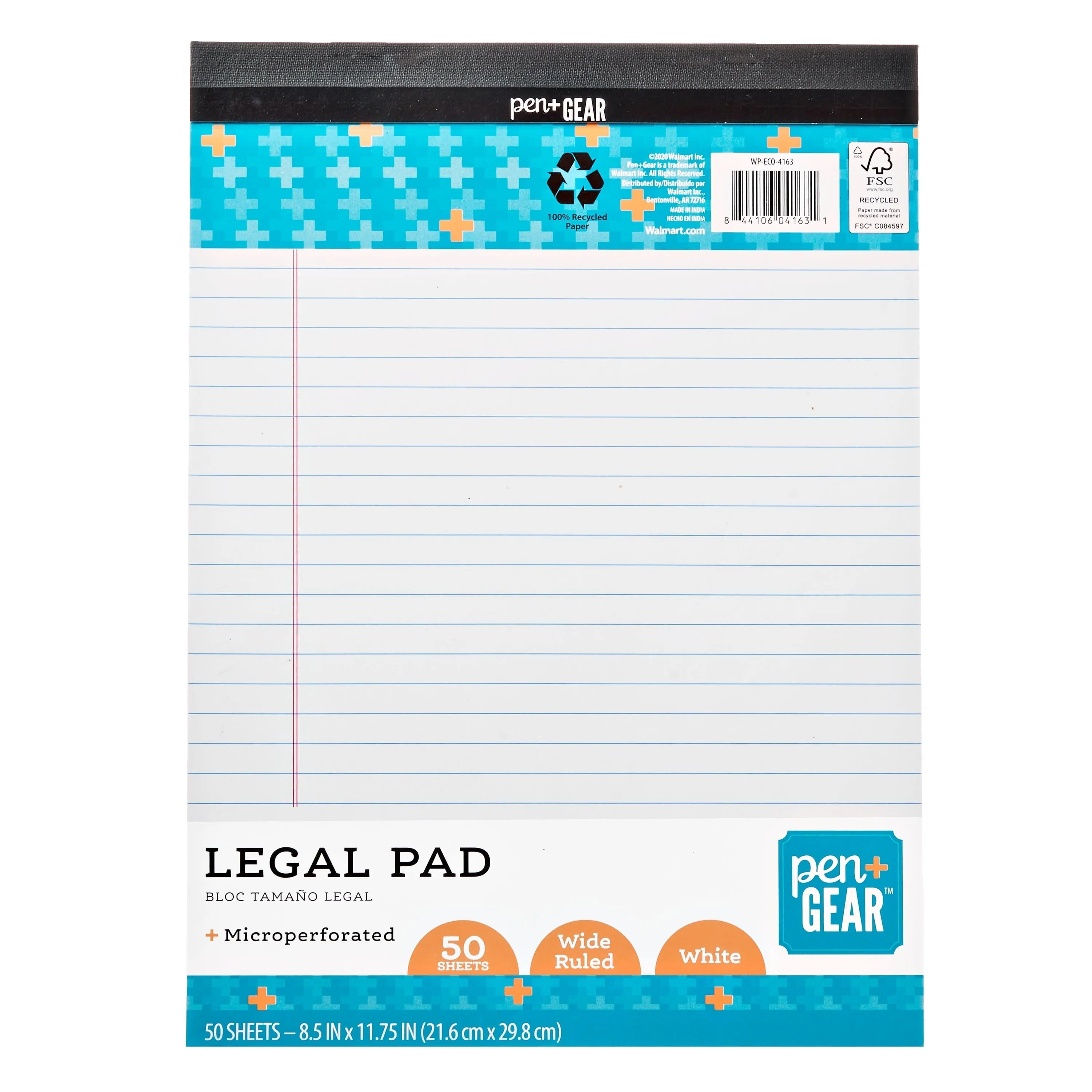 Pen   Gear Legal Pad, 8.5" x 11.75", 50 Sheets, Wide Ruled, White