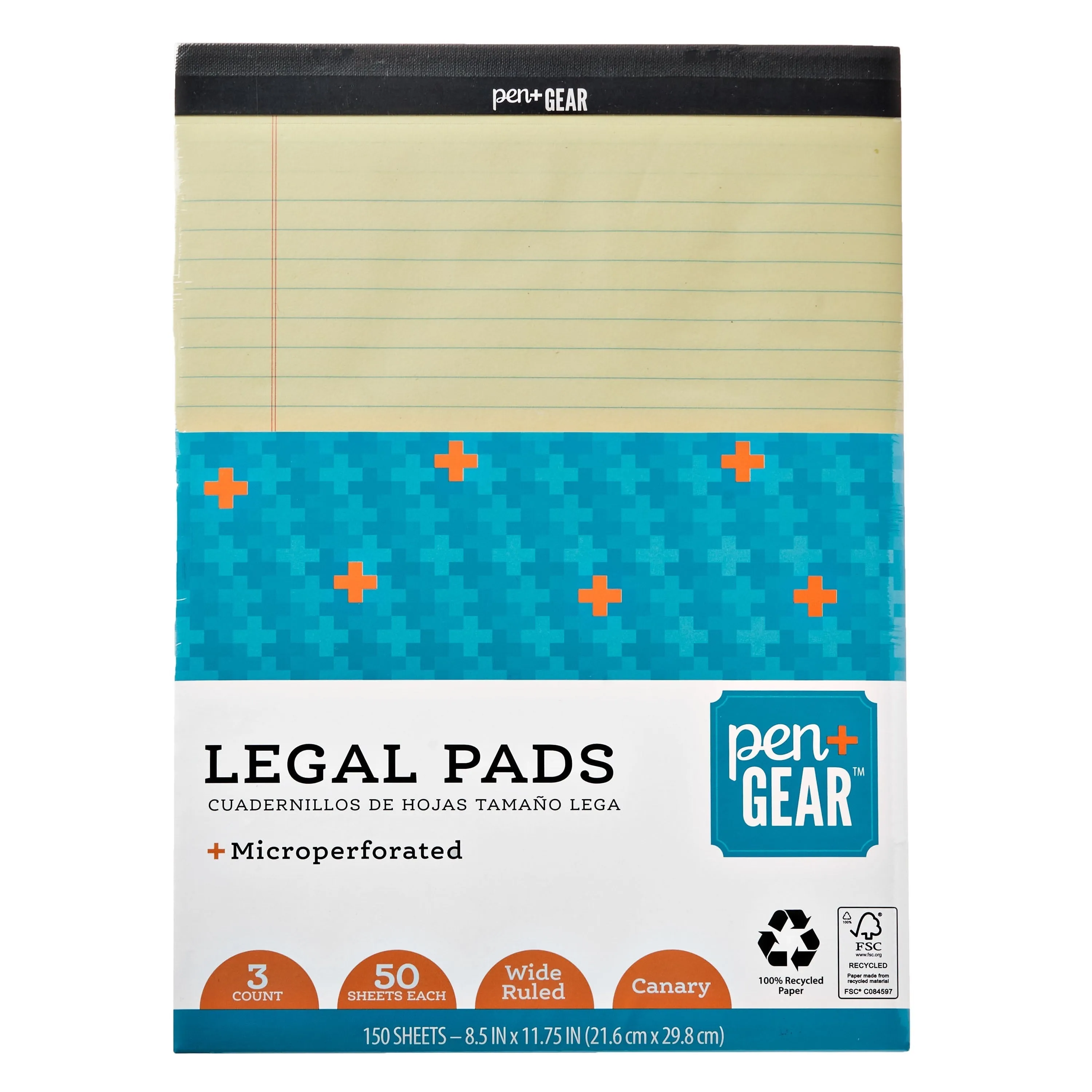 Pen   Gear Legal Pads, Canary Paper, 50 Sheets, 3 Count per Pack
