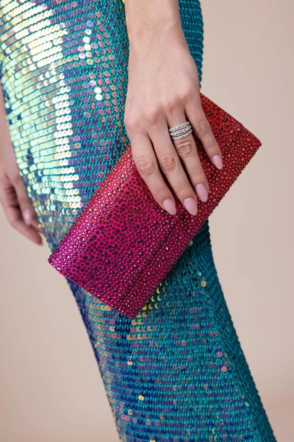 Perry Crystal Caviar Clutch