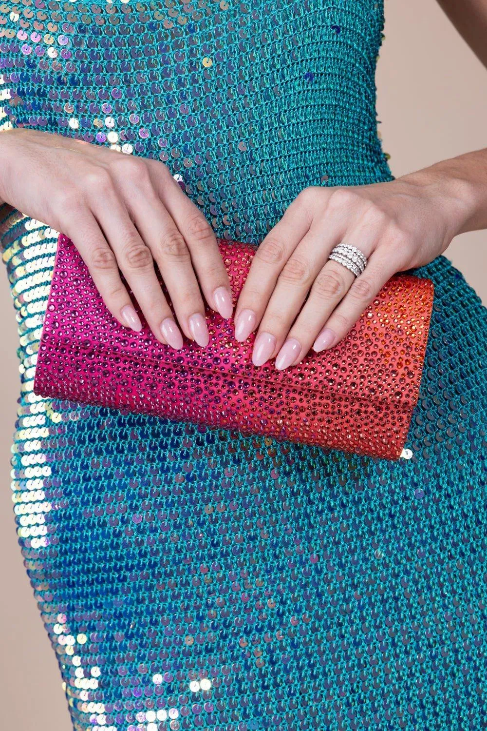 Perry Crystal Caviar Clutch