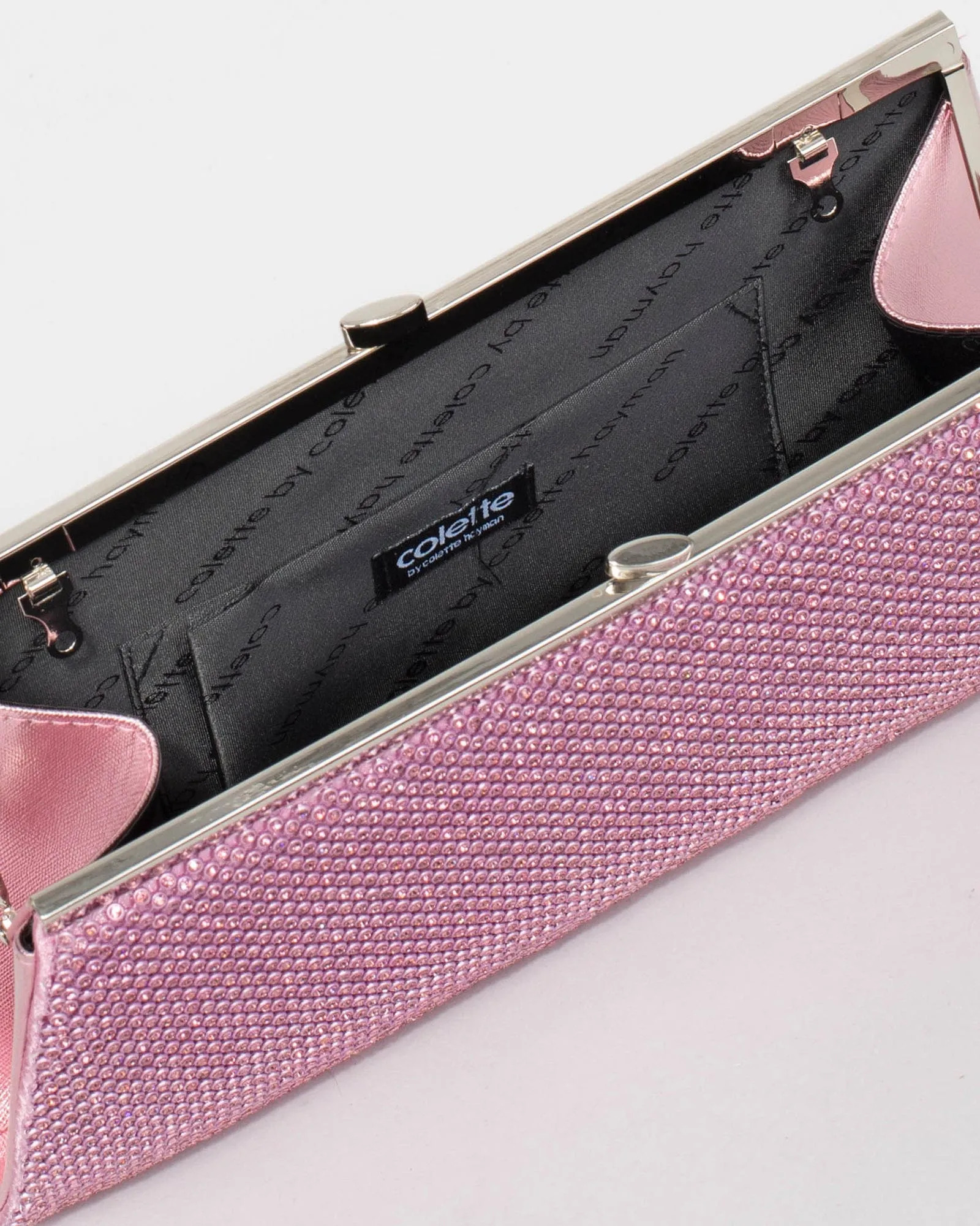Pink Crystal Top Clasp Clutch Bag