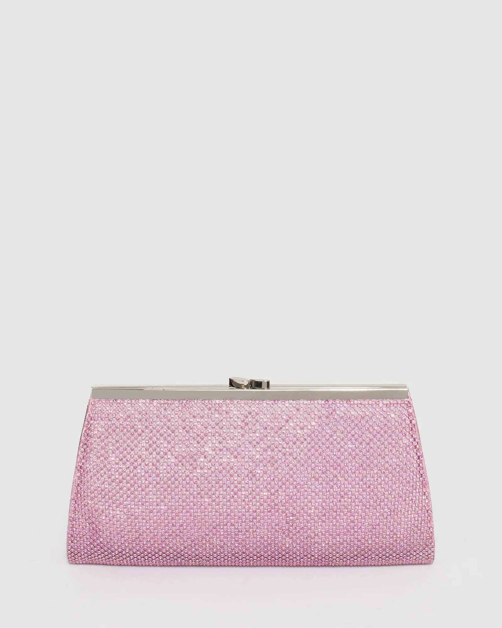 Pink Crystal Top Clasp Clutch Bag