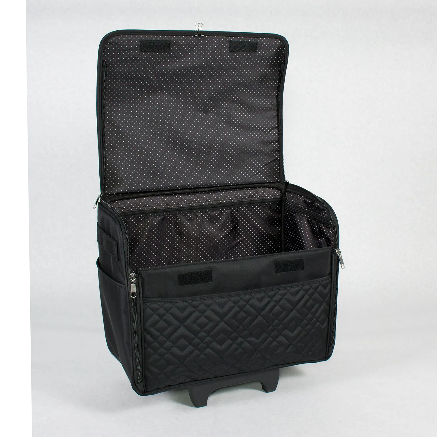 Rolling Sewing Machine Case, Black Quilted