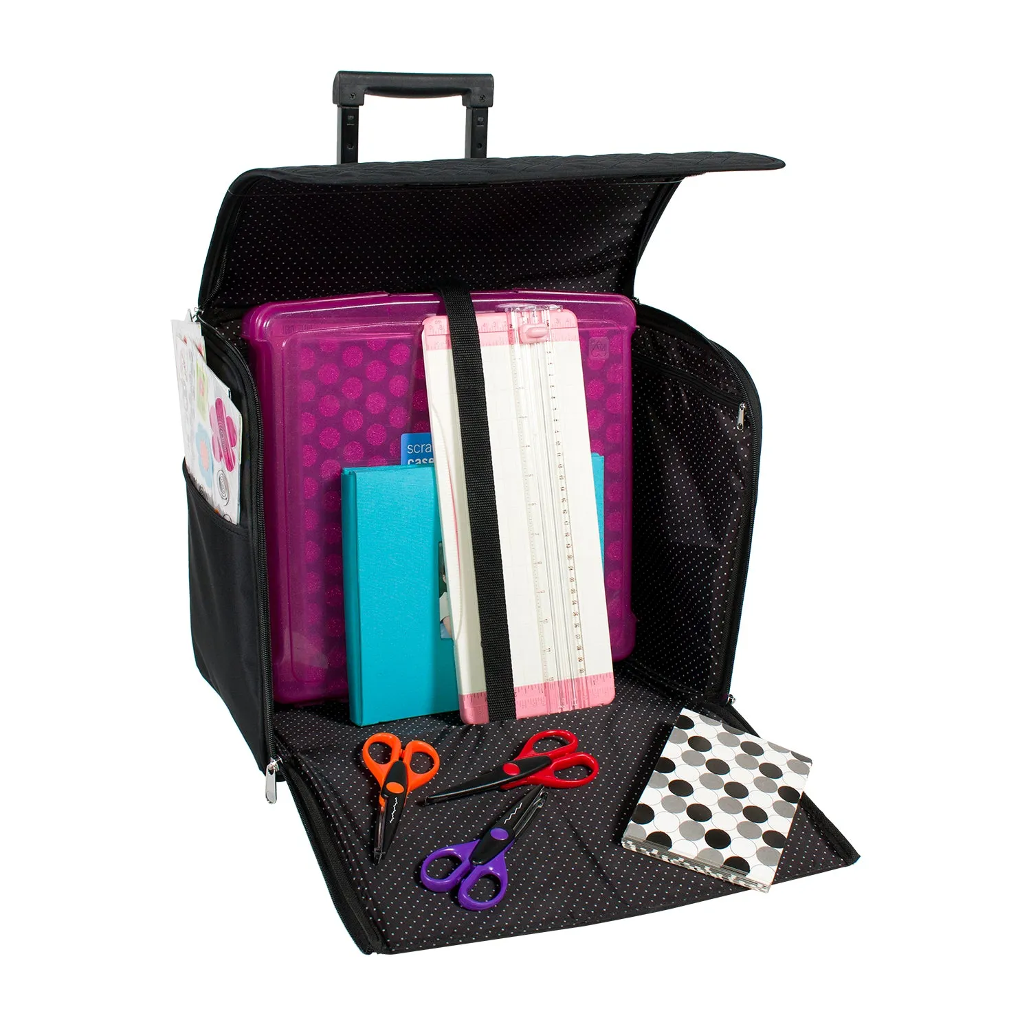 Rolling Sewing Machine Case, Black Quilted