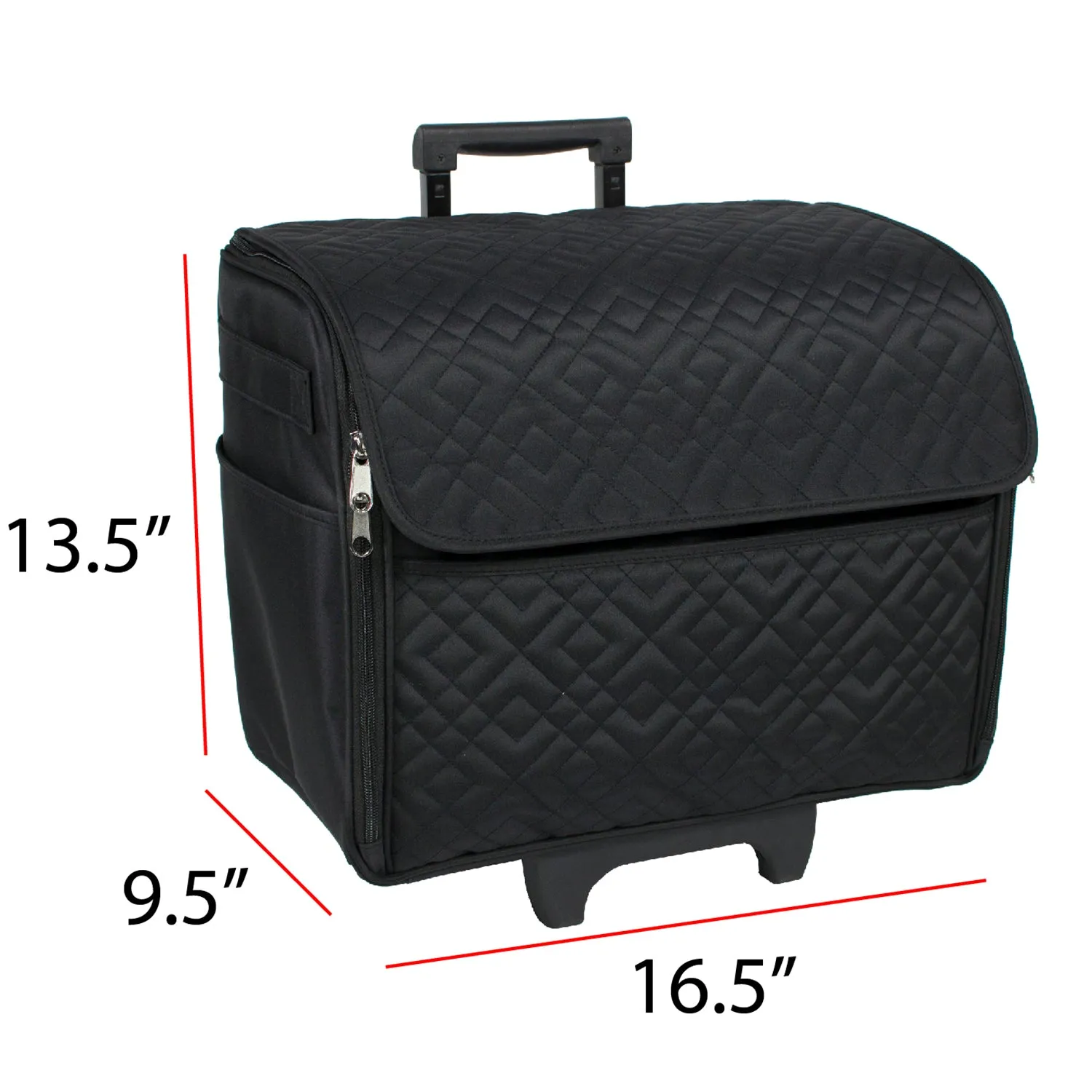Rolling Sewing Machine Case, Black Quilted