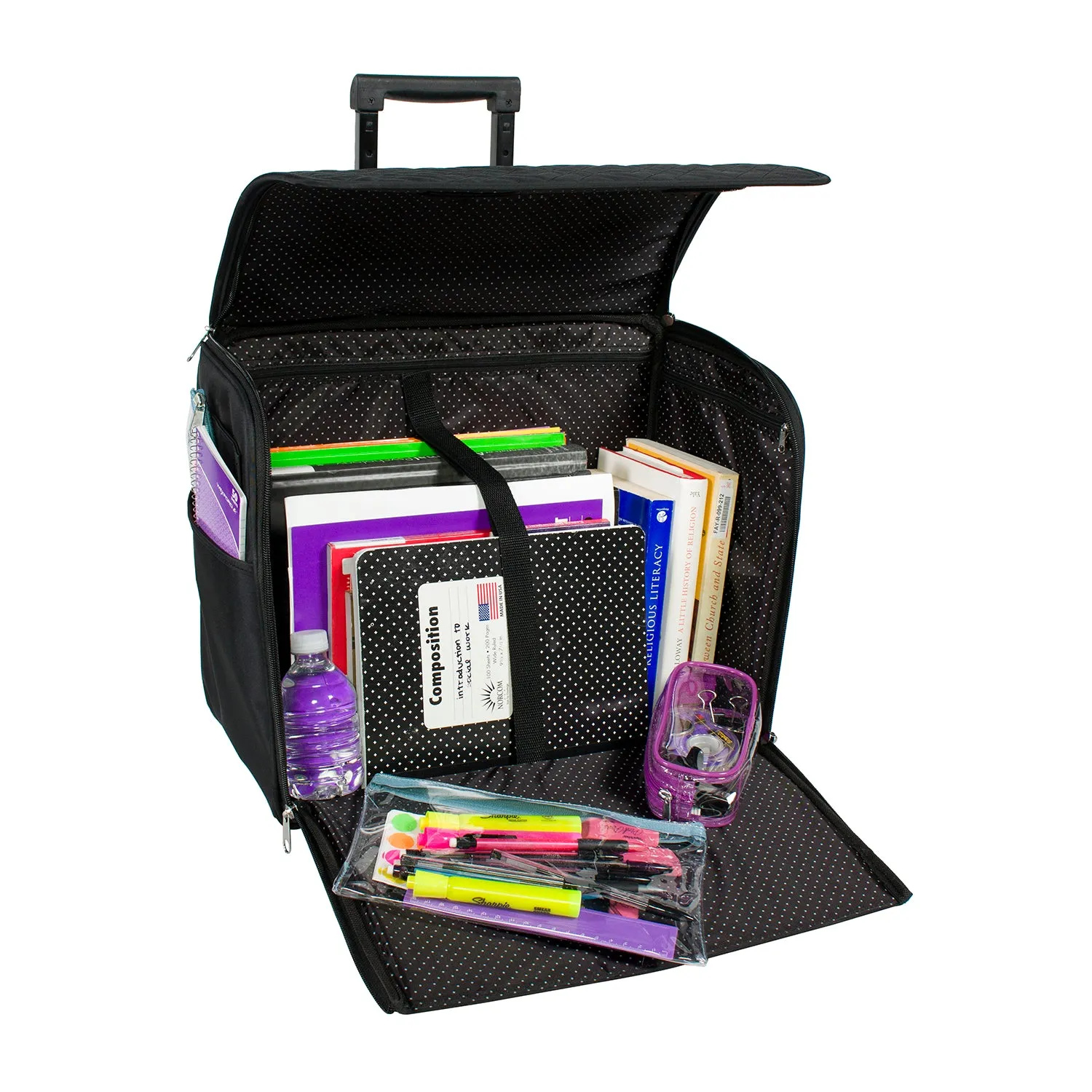 Rolling Sewing Machine Case, Black Quilted