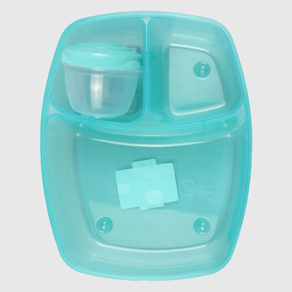 TEAL SISTEMA 2L TRIPLE SPLIT WITH YOGURT POT FOOD STORAGE