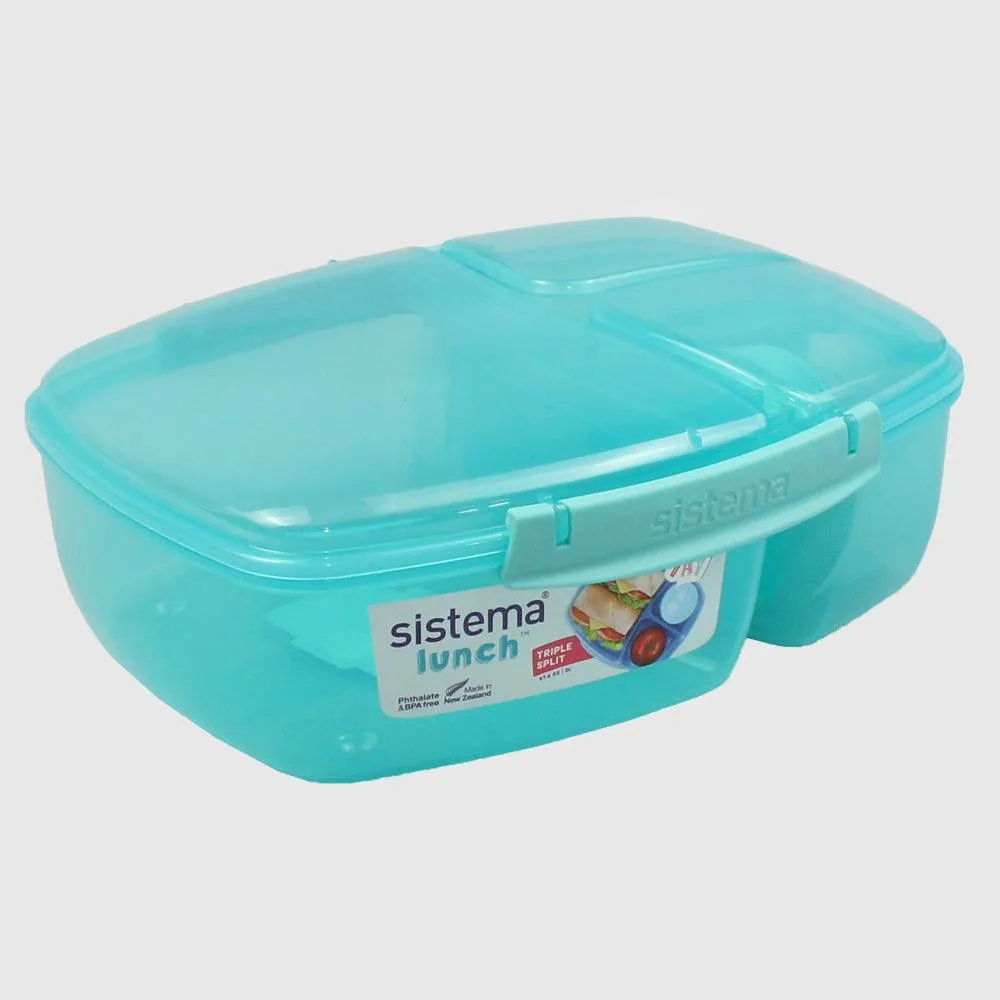 TEAL SISTEMA 2L TRIPLE SPLIT WITH YOGURT POT FOOD STORAGE