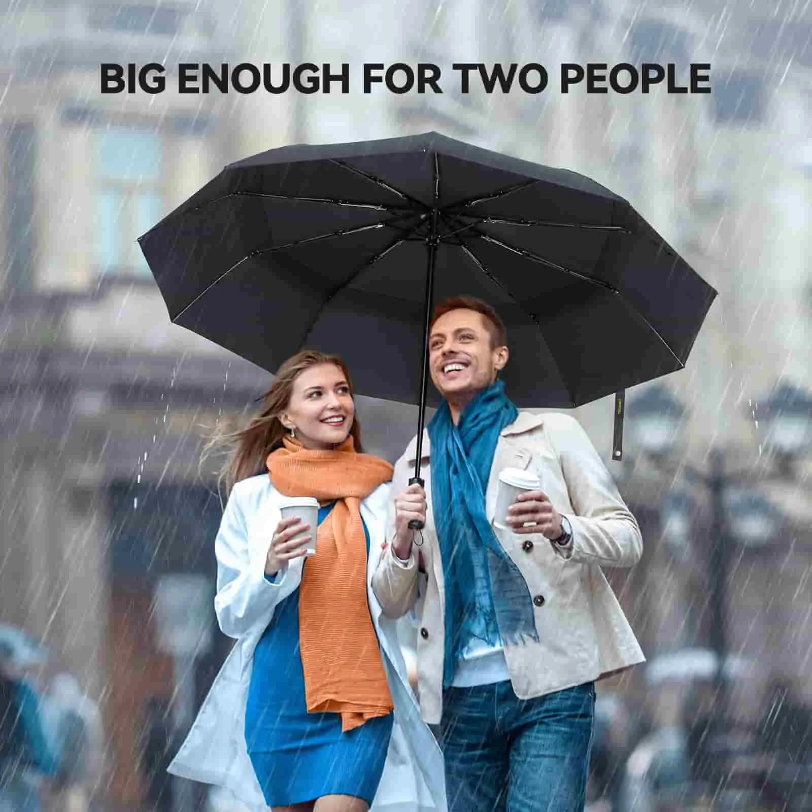 TECKNET Windproof Umbrella, Large Wind Resistant Umbrella with 10 Ribs, Auto Open Close