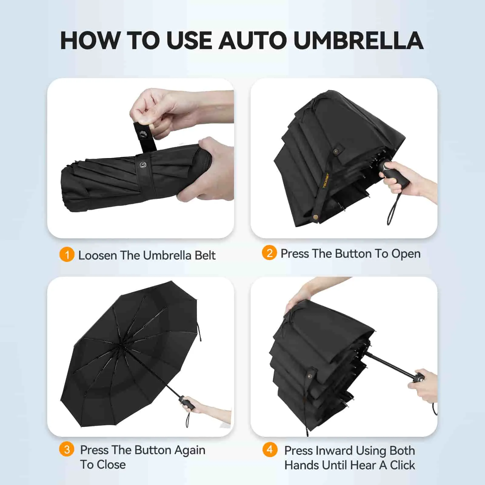 TECKNET Windproof Umbrella, Large Wind Resistant Umbrella with 10 Ribs, Auto Open Close