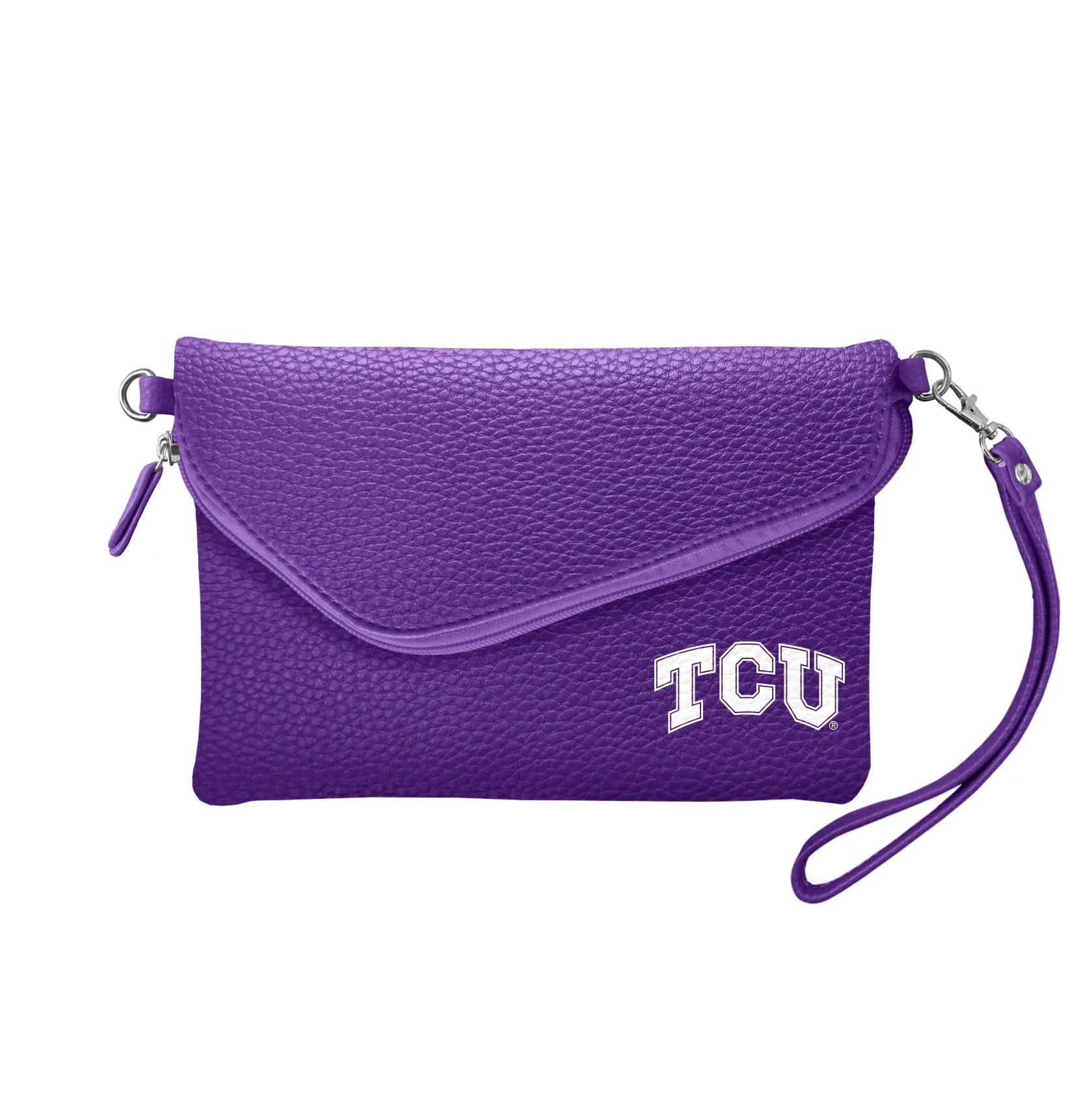 Texas Christian University Fold Over Crossbody Pebble