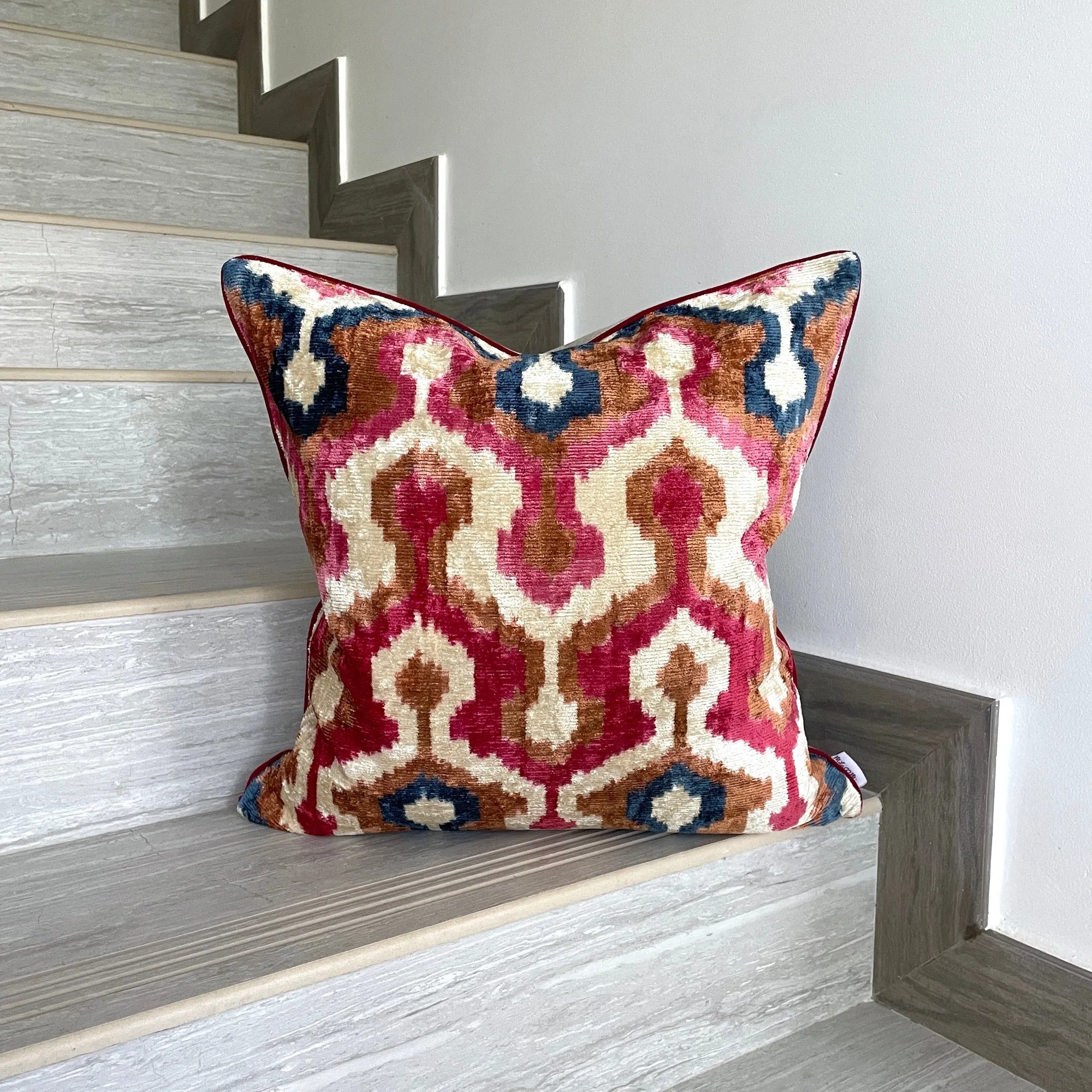 Velvet Ikat Cushion Fire | Velvet Ikat Pillow Fire
