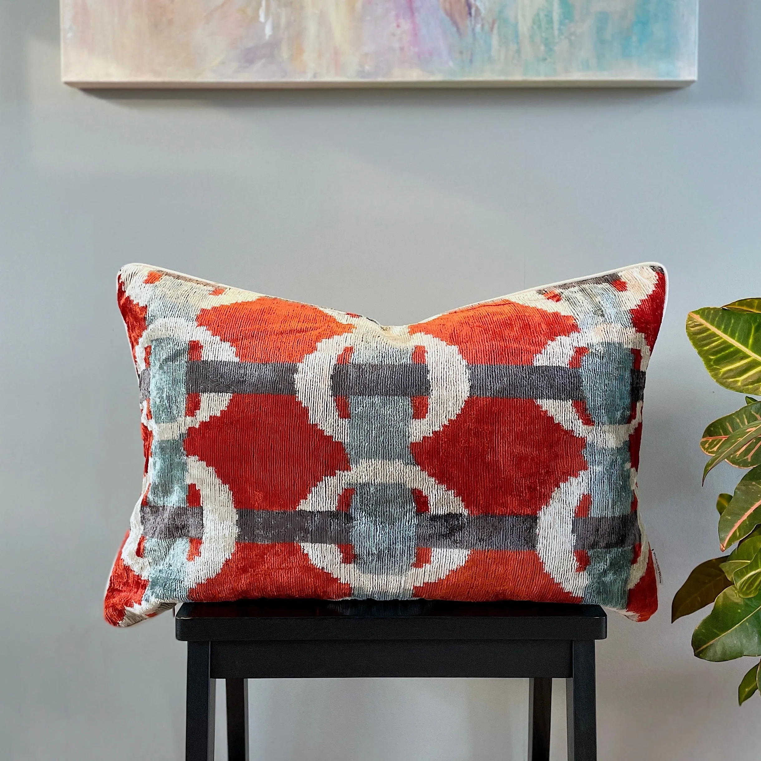 Velvet Ikat Cushion Hermesse | Velvet Ikat Pillow Hermesse