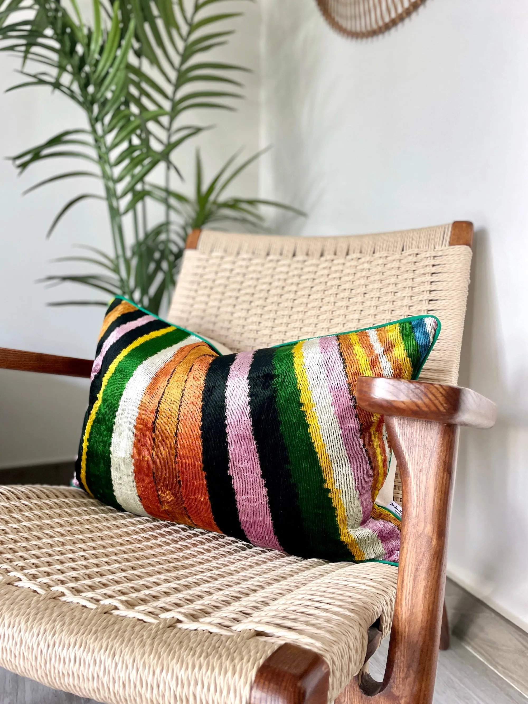 Velvet Ikat Cushion Rainbow | Velvet Ikat Pillow Rainbow