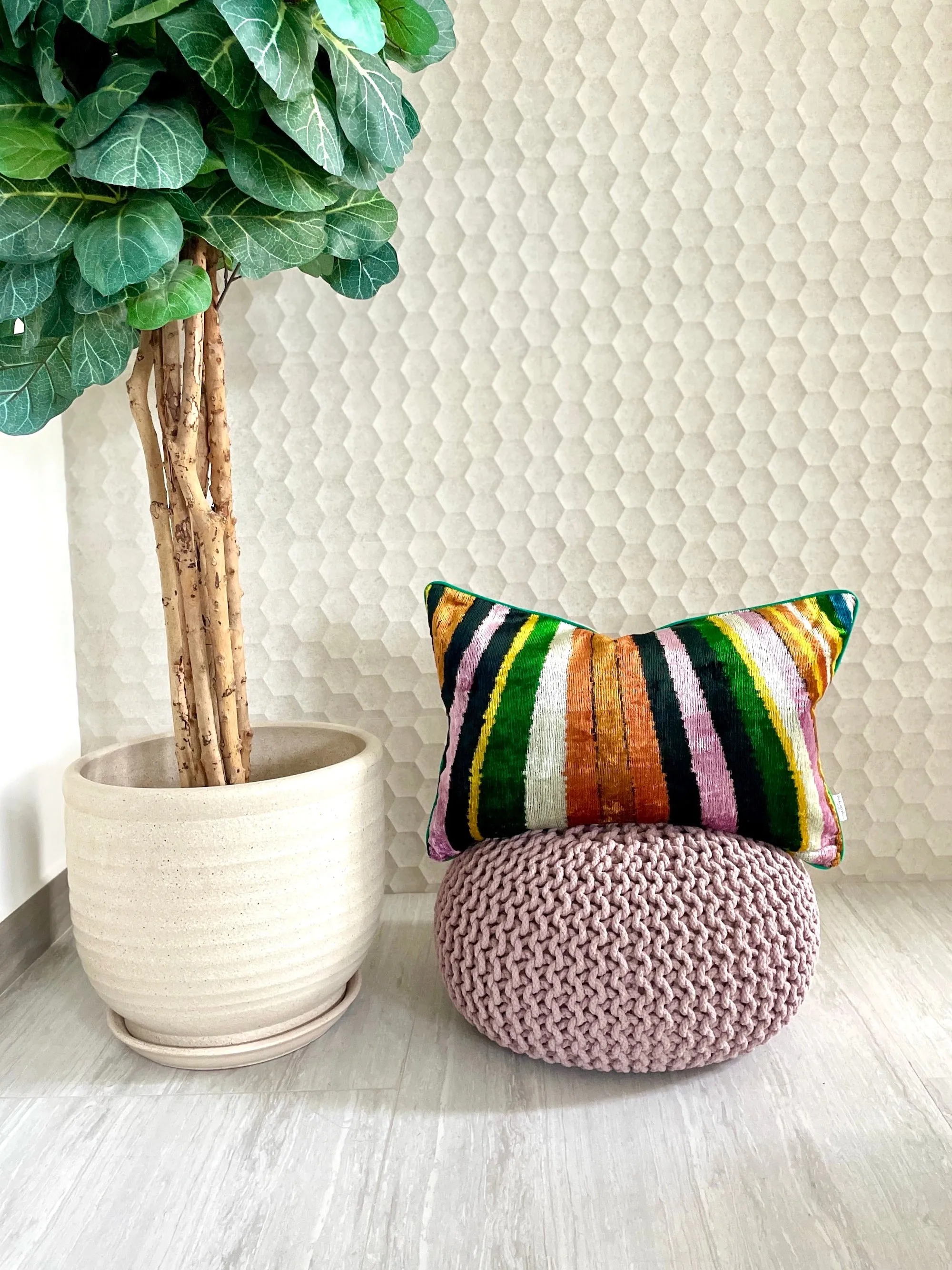 Velvet Ikat Cushion Rainbow | Velvet Ikat Pillow Rainbow