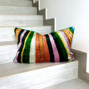 Velvet Ikat Cushion Rainbow | Velvet Ikat Pillow Rainbow