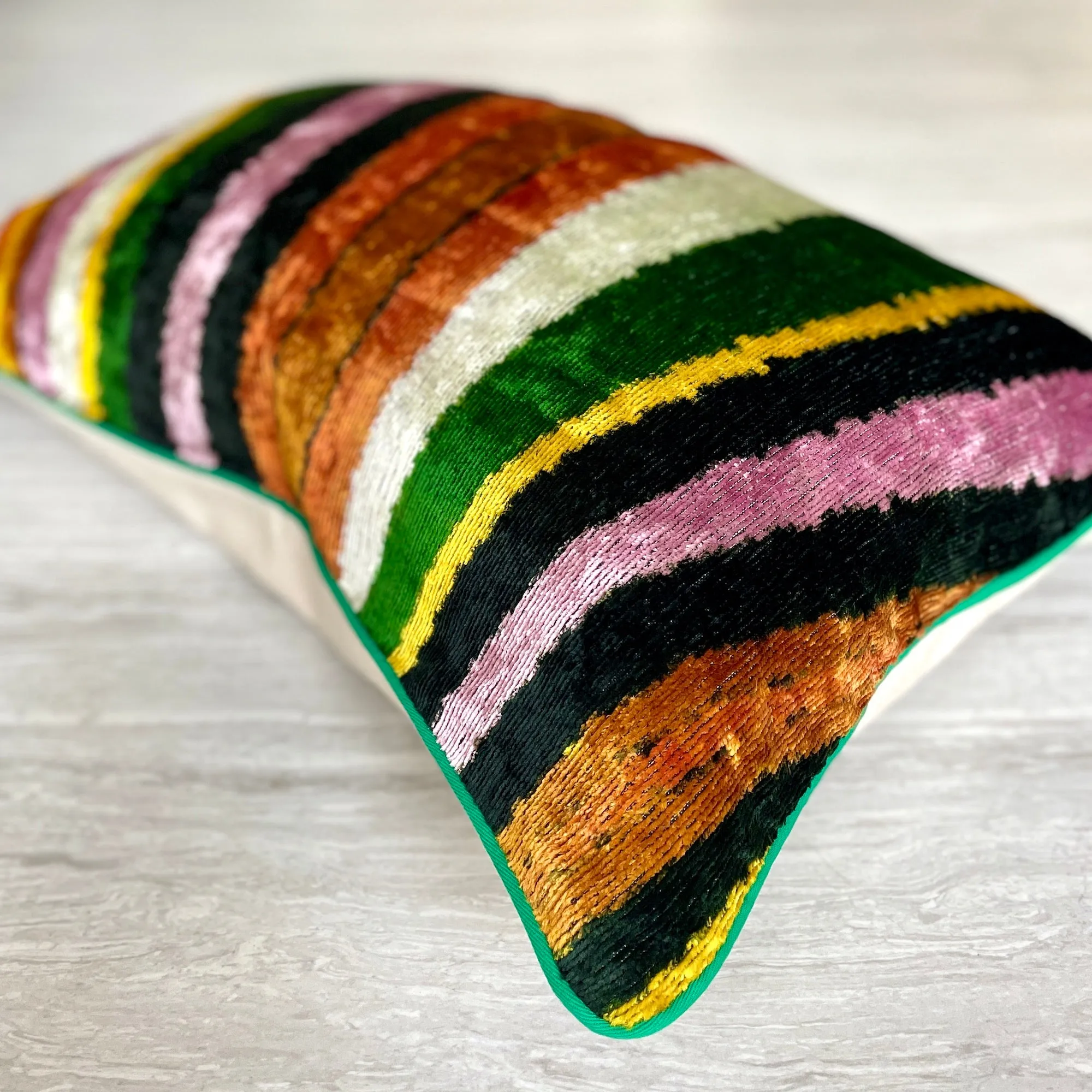 Velvet Ikat Cushion Rainbow | Velvet Ikat Pillow Rainbow