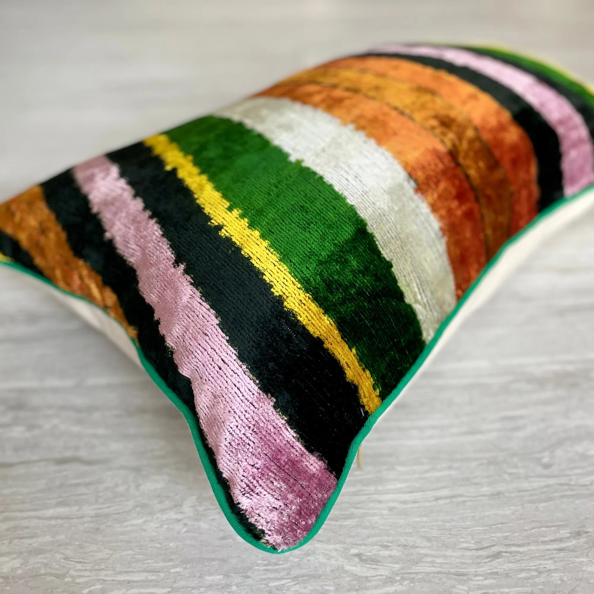 Velvet Ikat Cushion Rainbow | Velvet Ikat Pillow Rainbow