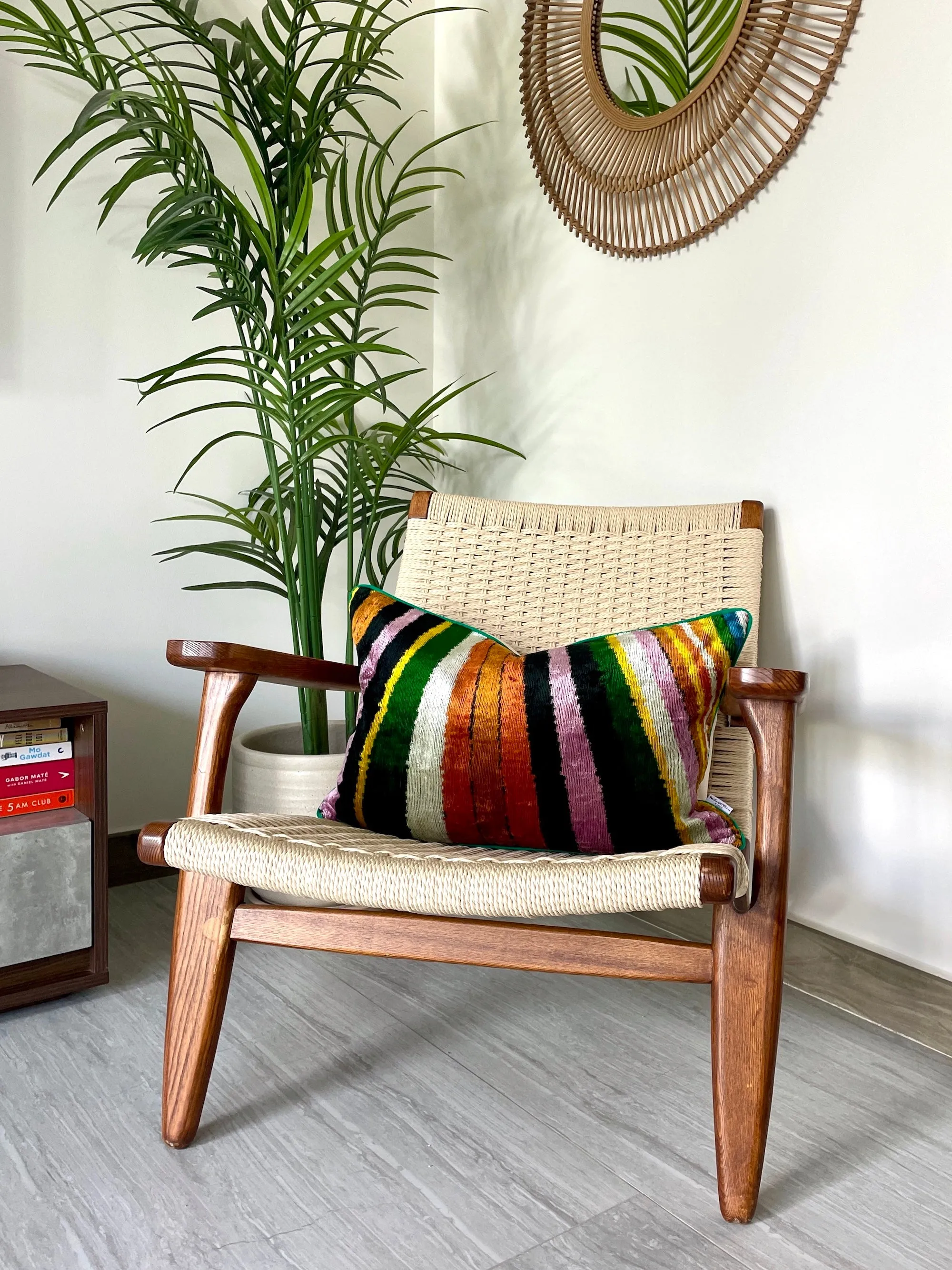 Velvet Ikat Cushion Rainbow | Velvet Ikat Pillow Rainbow