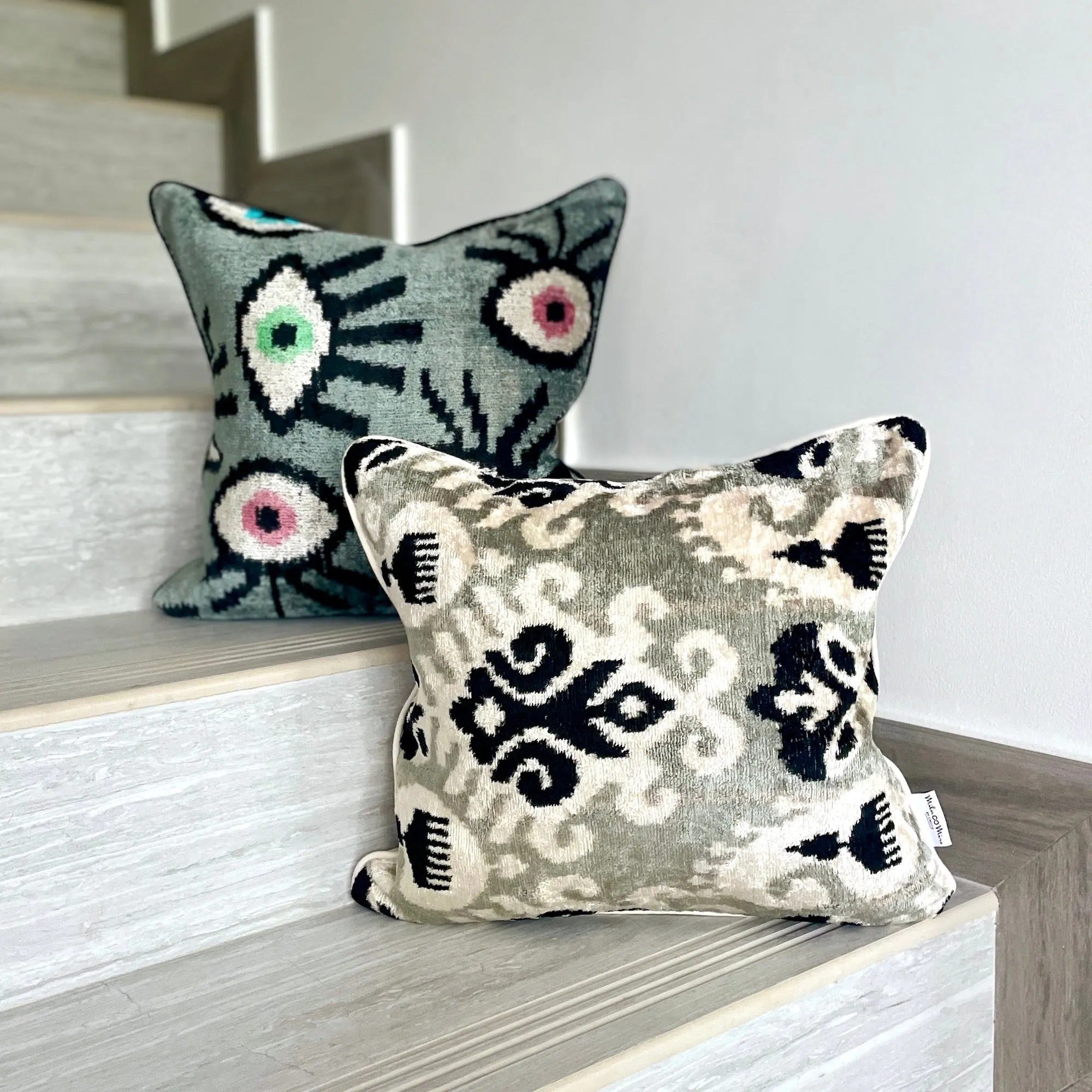 Velvet Ikat Cushion Royal | Velvet Ikat Pillow Royal