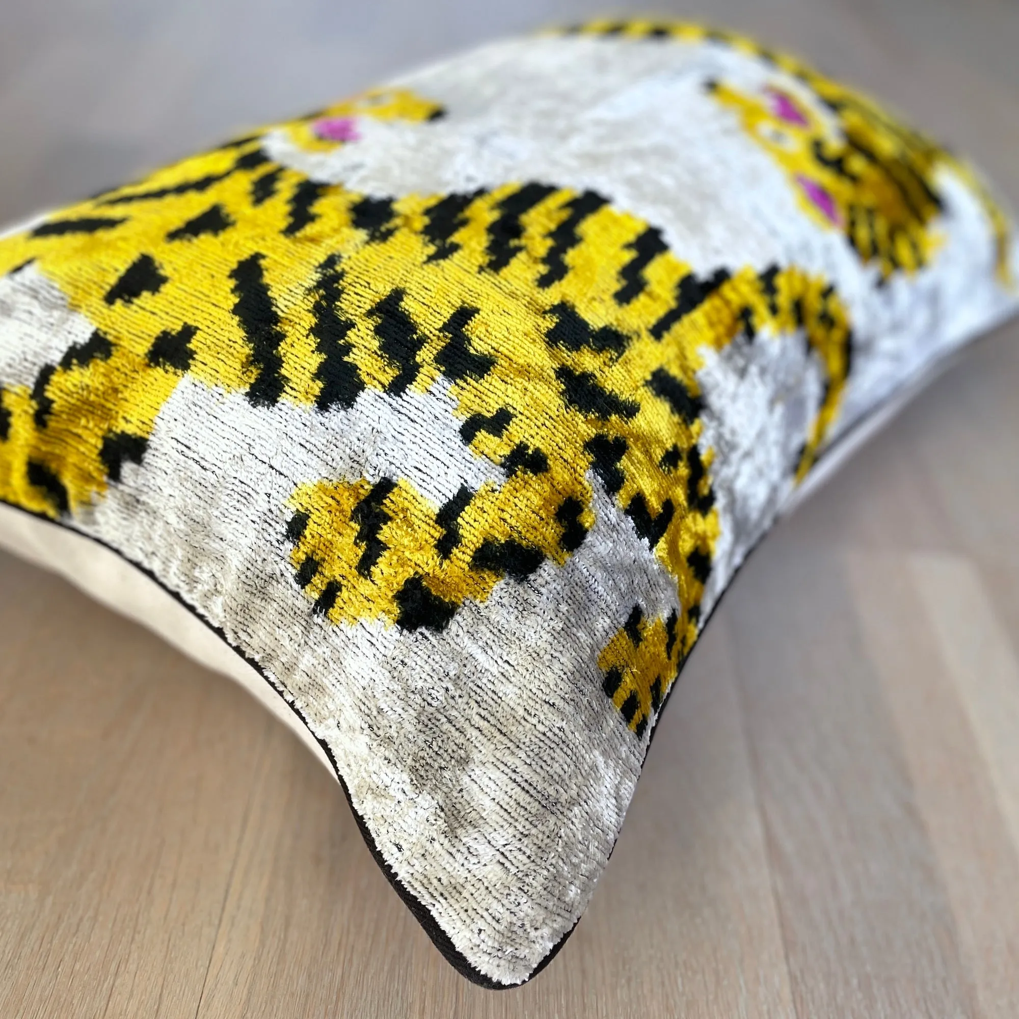 Velvet Ikat Cushion Tigers | Velvet Ikat Pillow Tigers